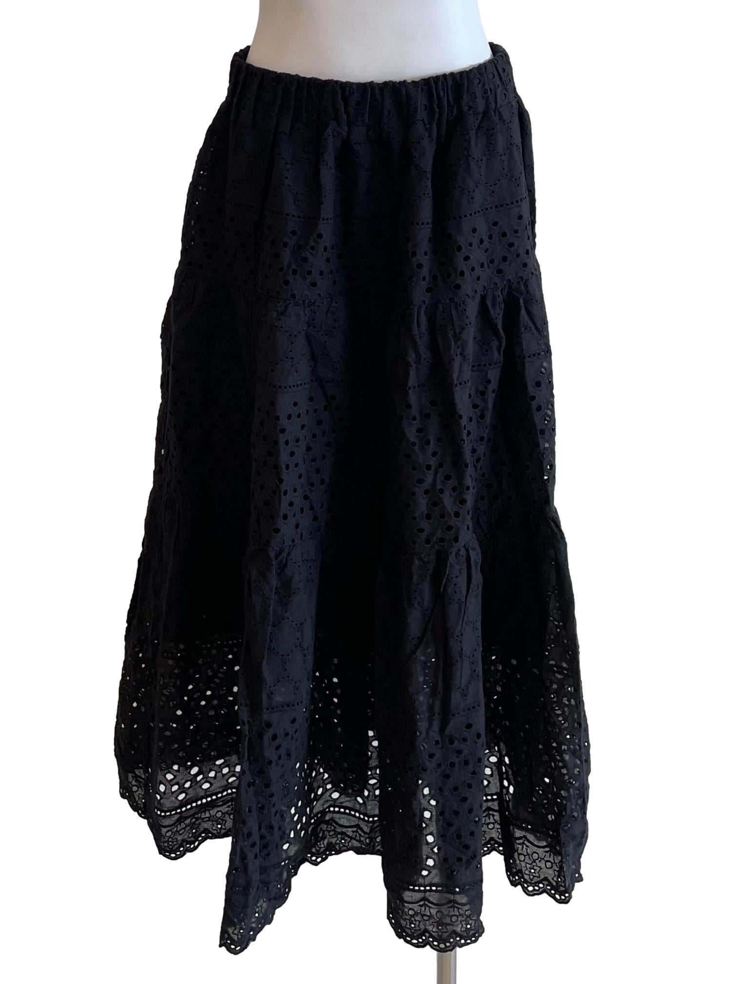 Black Hollow Tiered Skirt