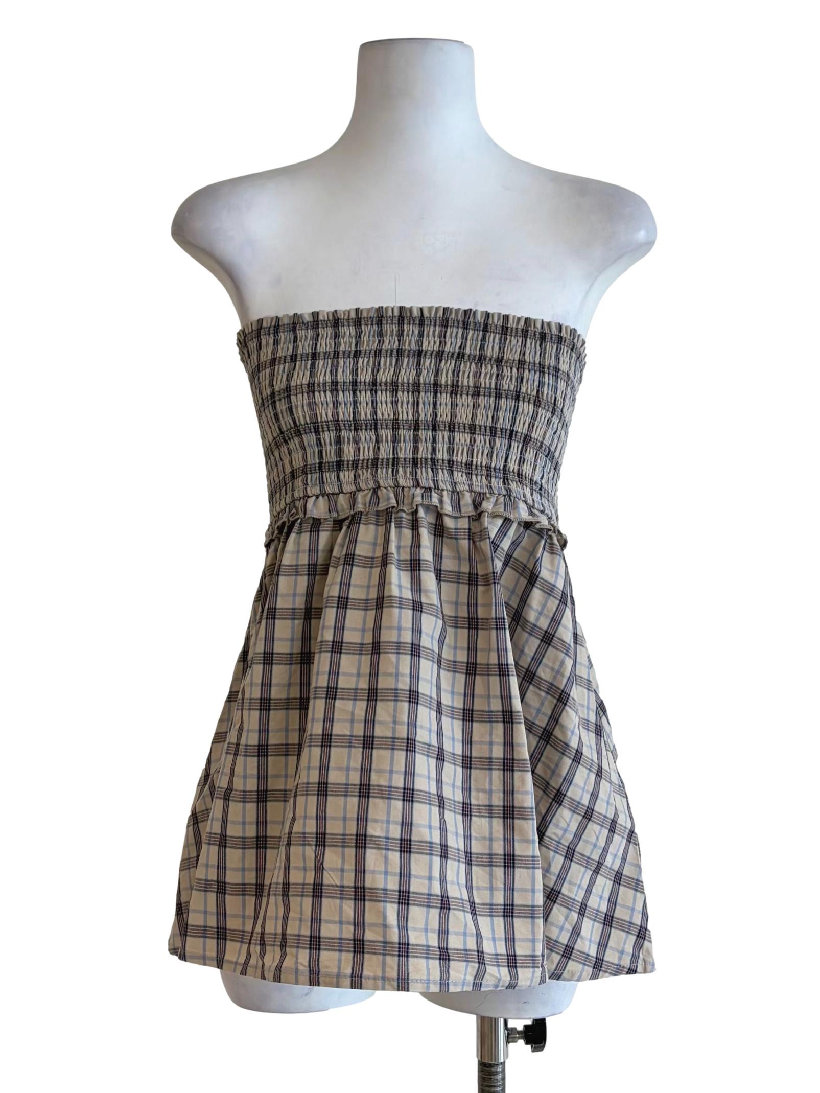 Buff Brown Plaid Top