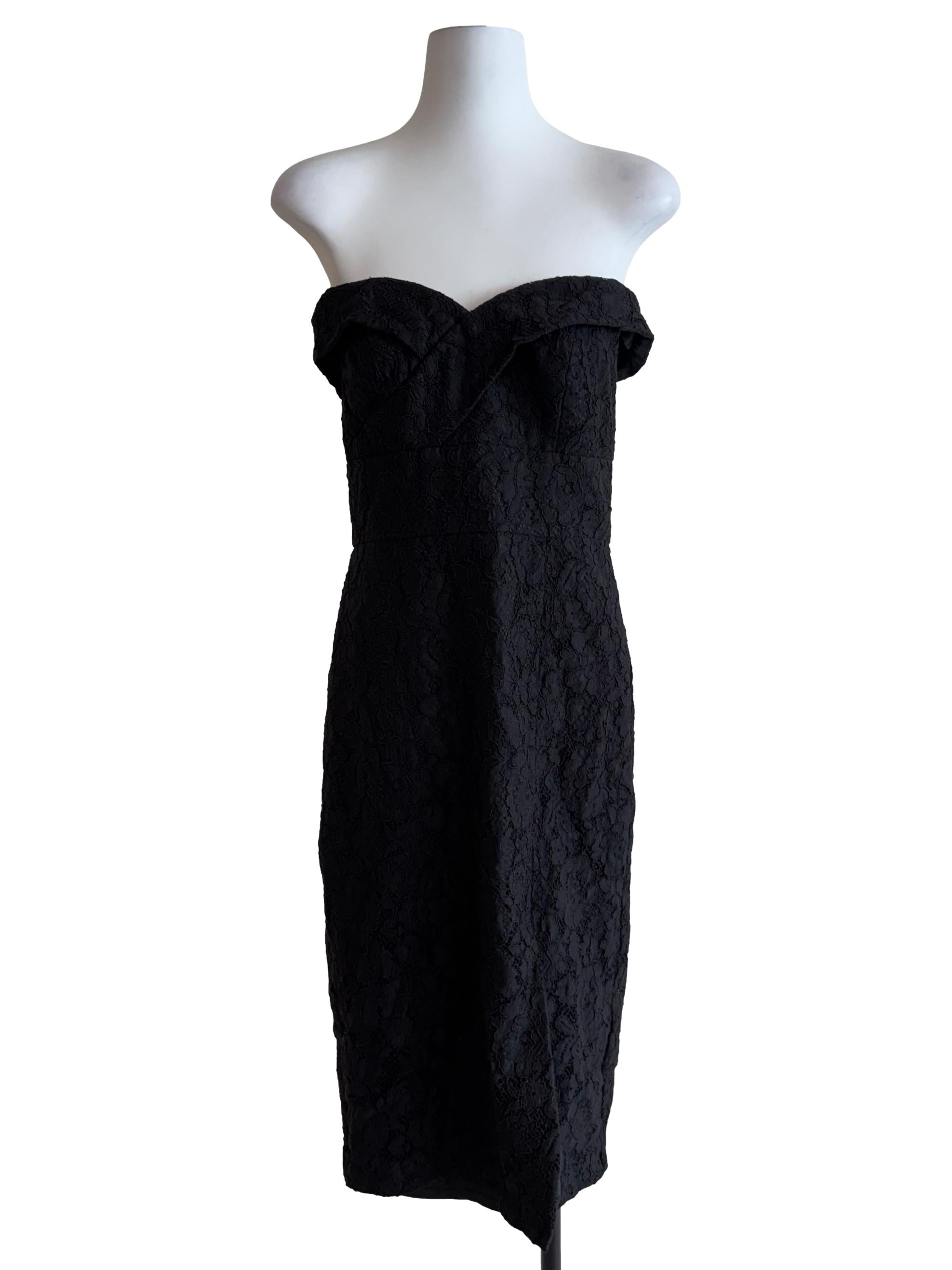 Rich Black Off Shoulder Sweetheart Lace Dress