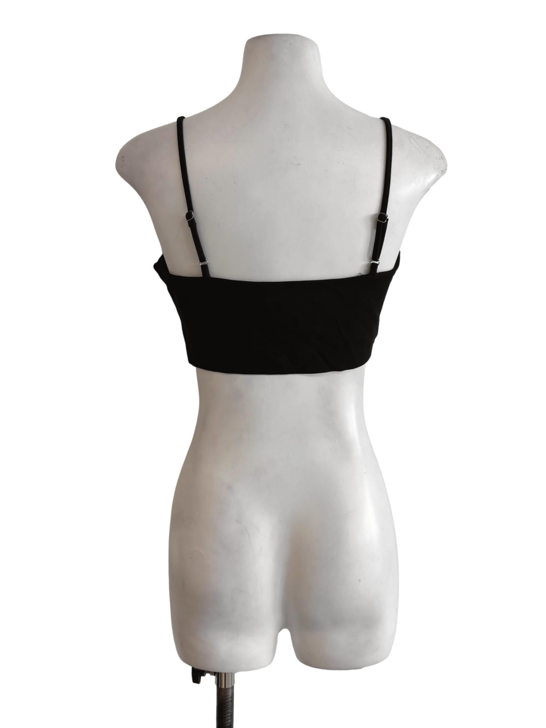 Black Plain Padded Crop Top