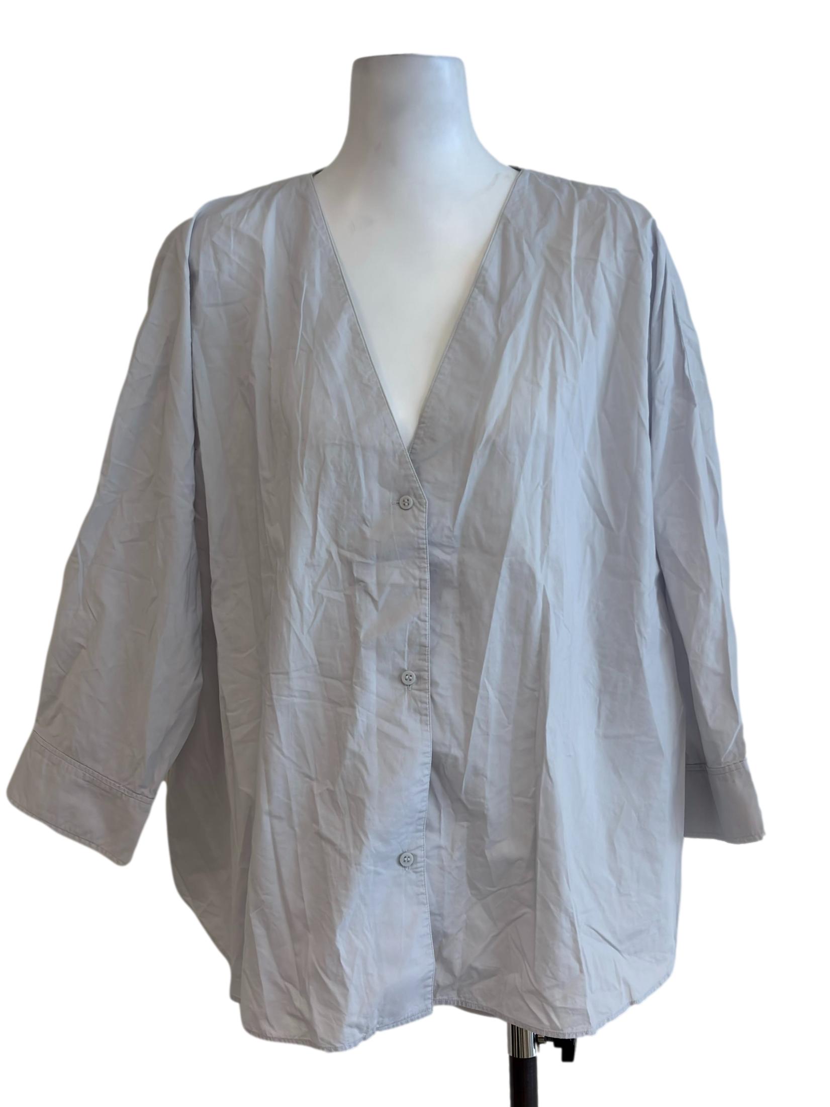 Cloud Grey V Neck Blouse