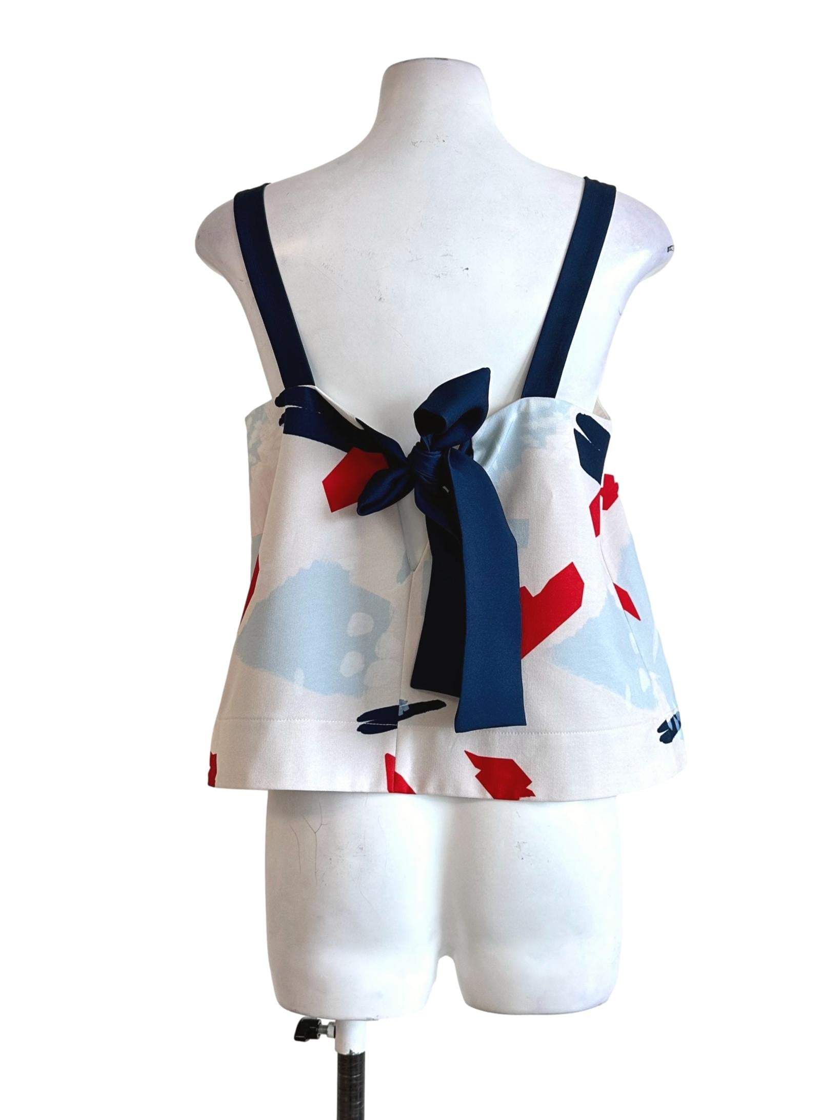 Alabaster White Abstract Pattern Sleeveless Top LB