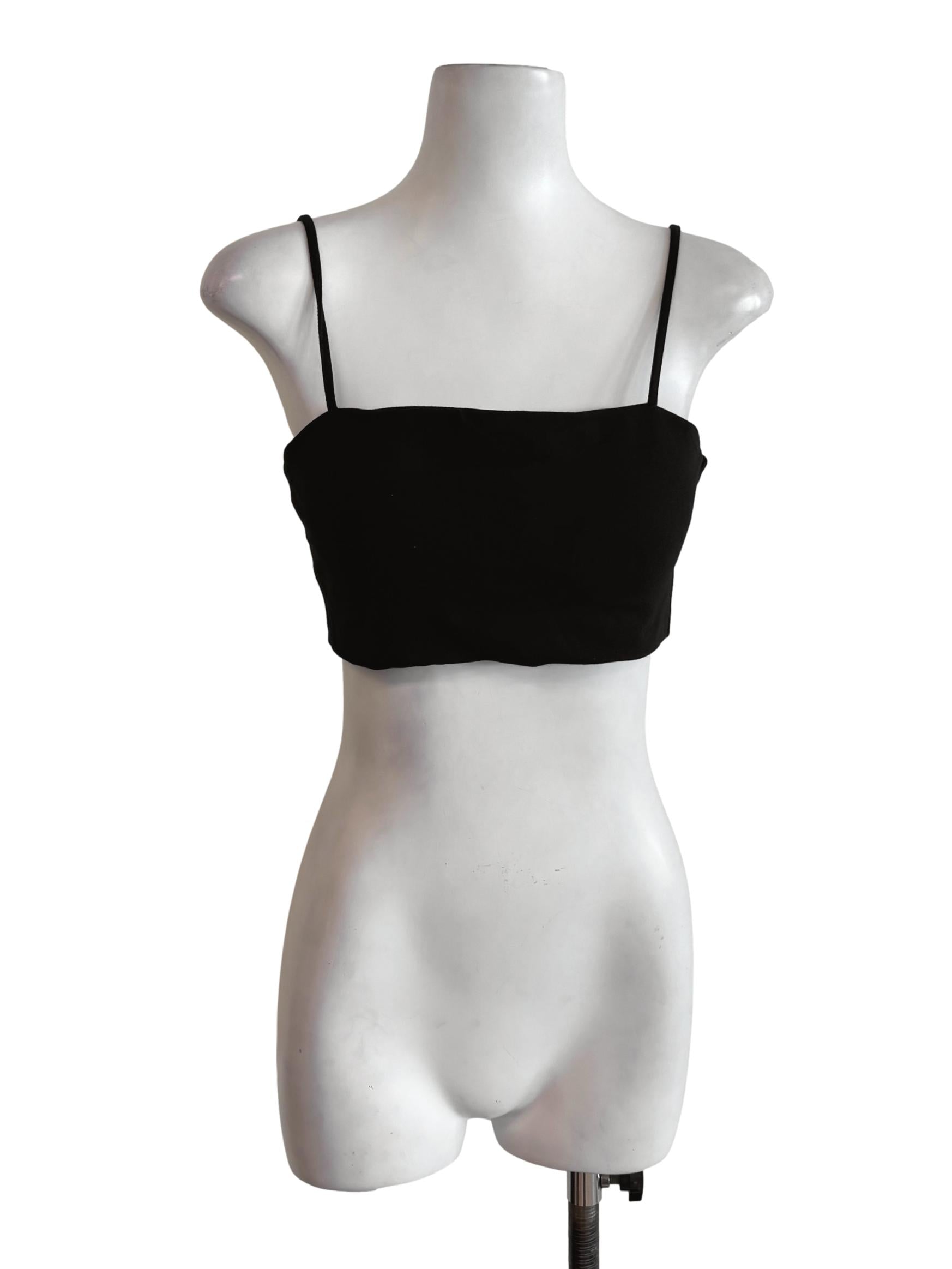 Black Plain Padded Crop Top