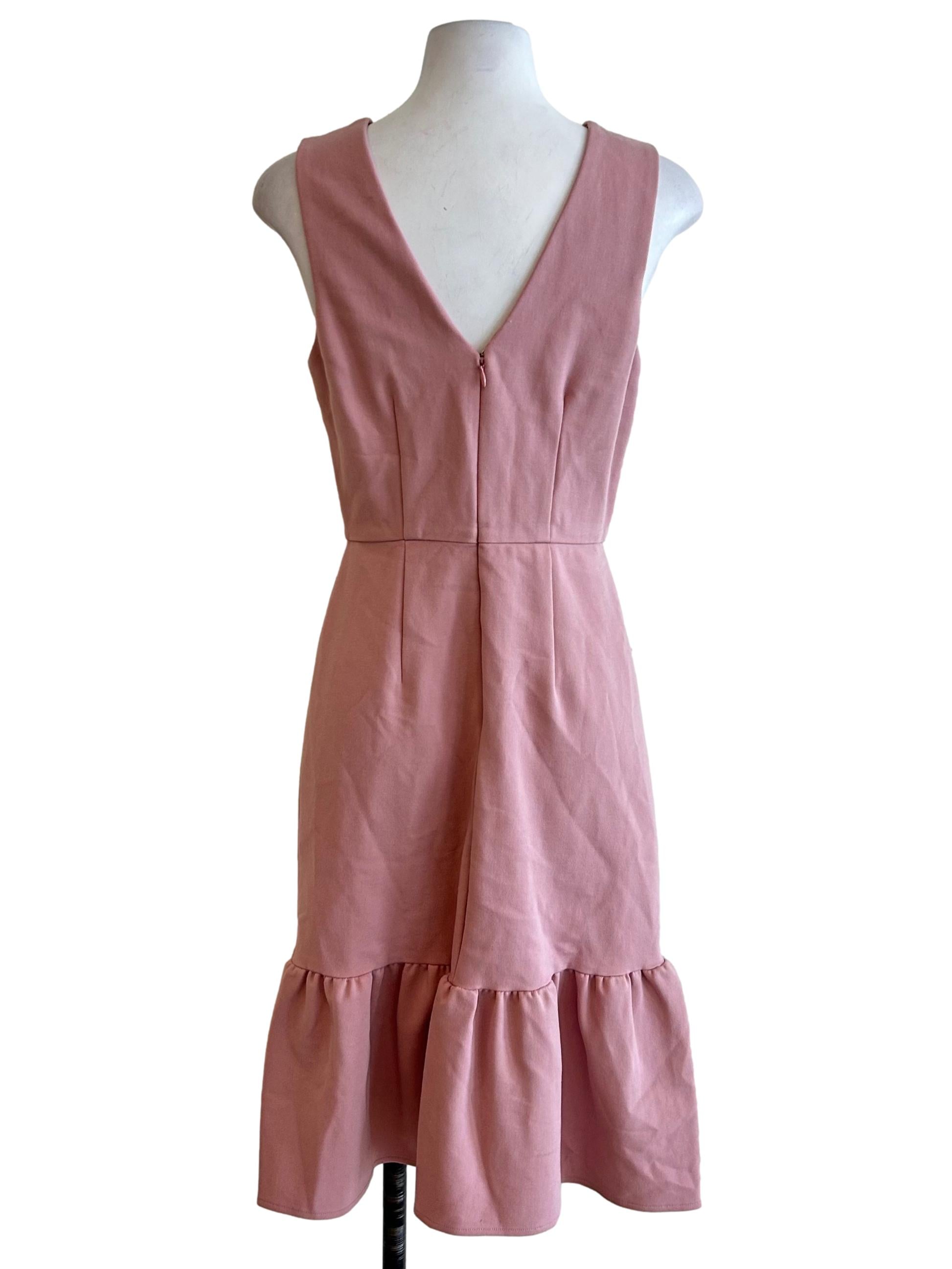 Mauve Pink Ruffle-Hem Sleeveless Midi Dress
