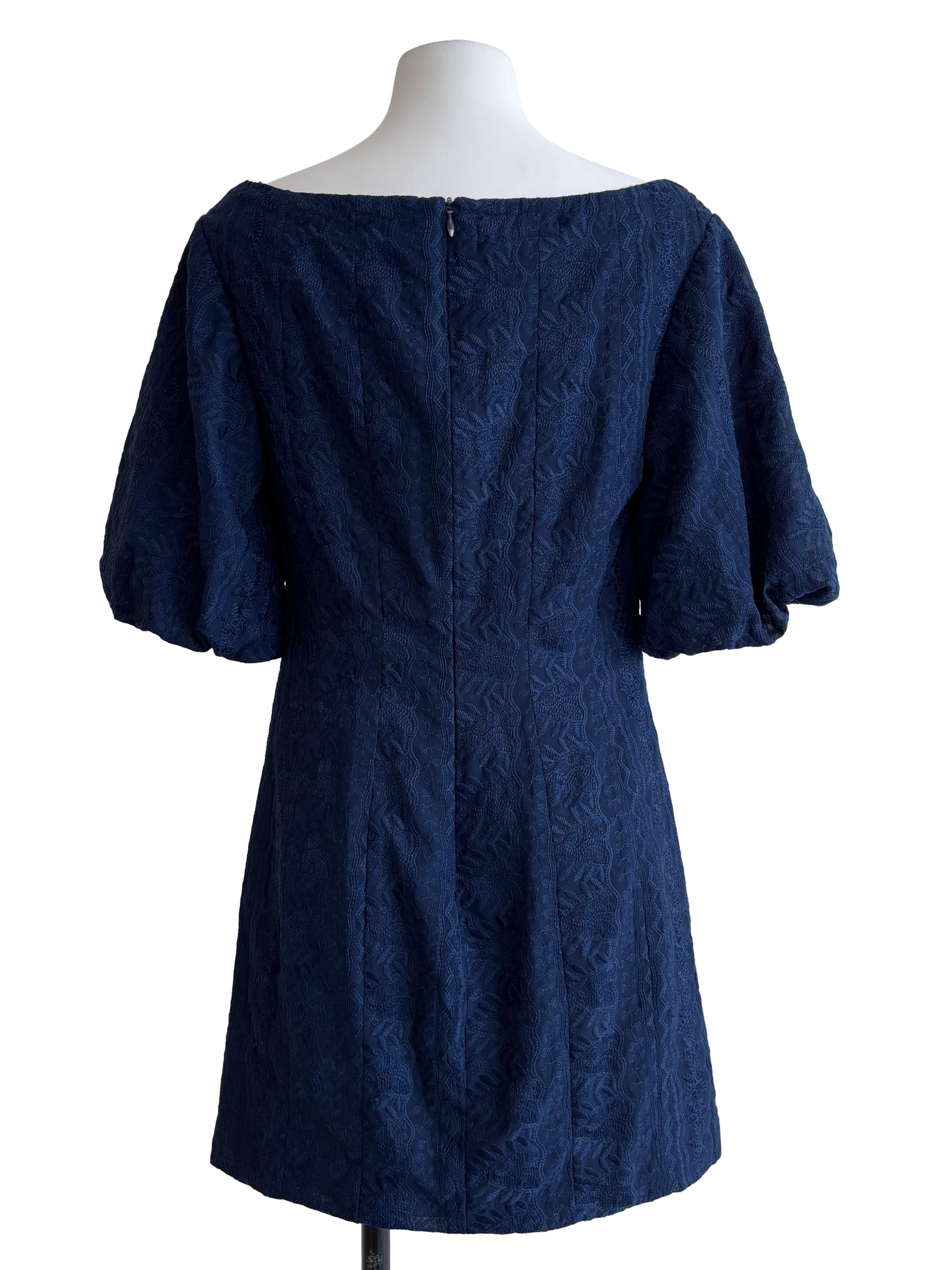 Navy Blue Wide Neck Mini Dress