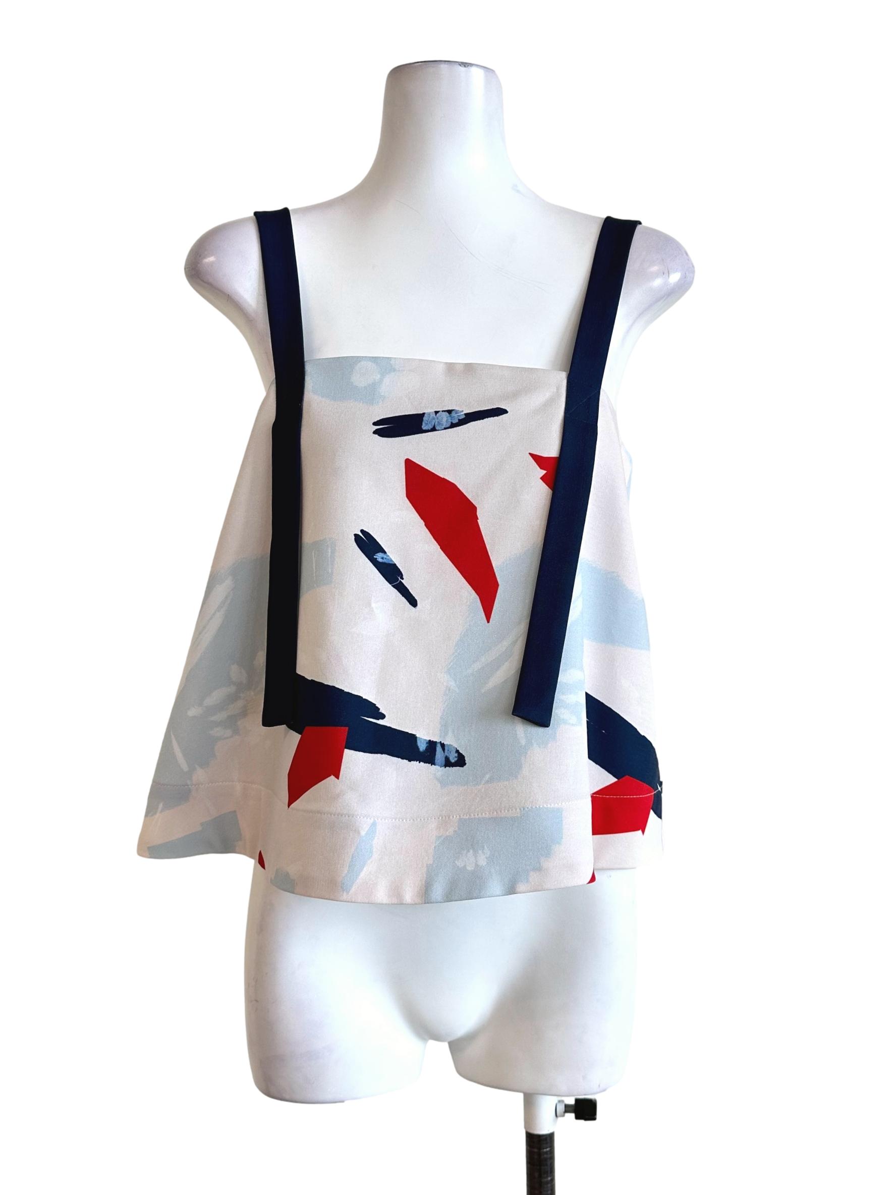 Alabaster White Abstract Pattern Sleeveless Top LB