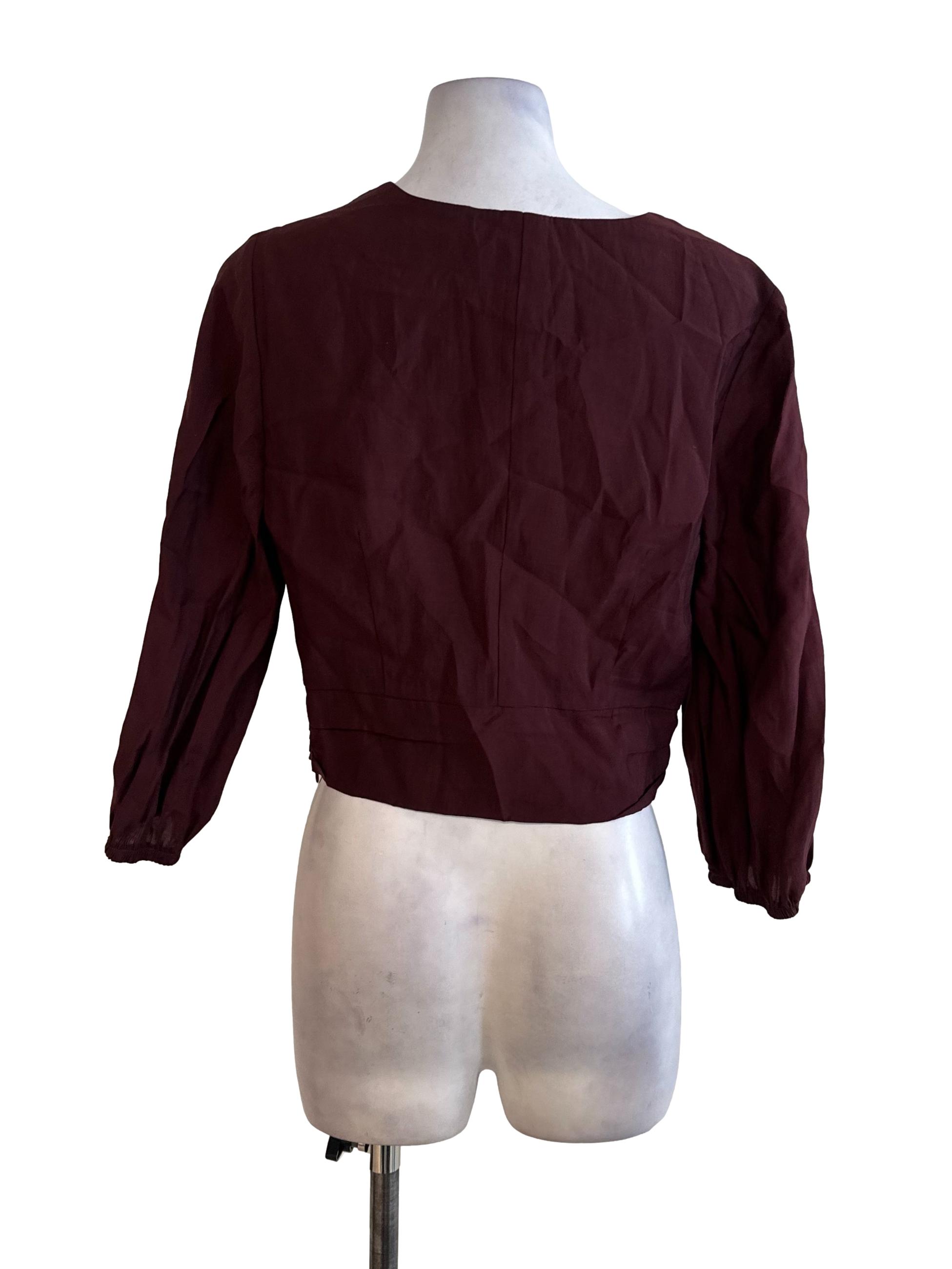 Mahogany Brown V Neck Knot Top