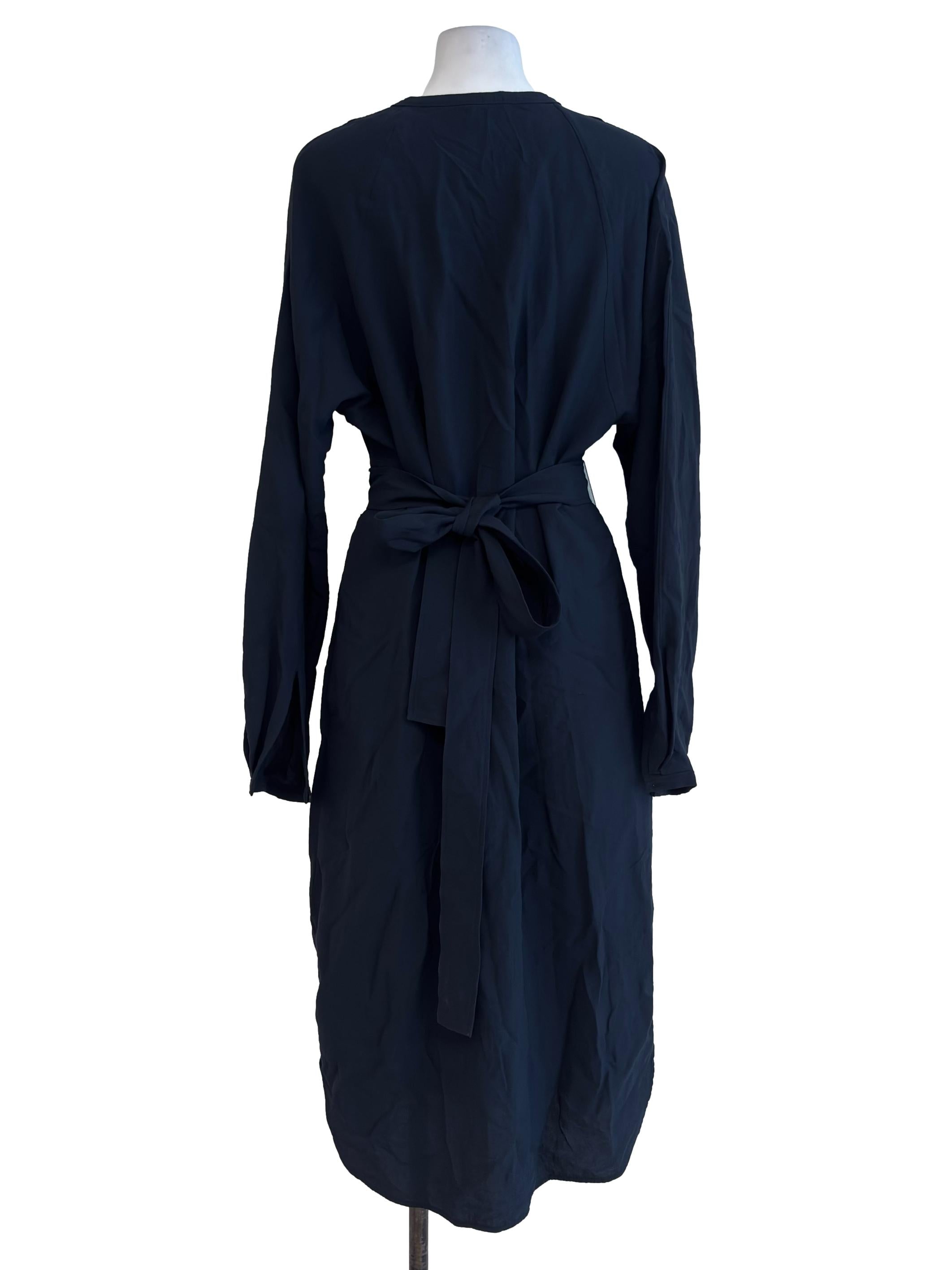 Dark Blue Button Front Unlined Dress