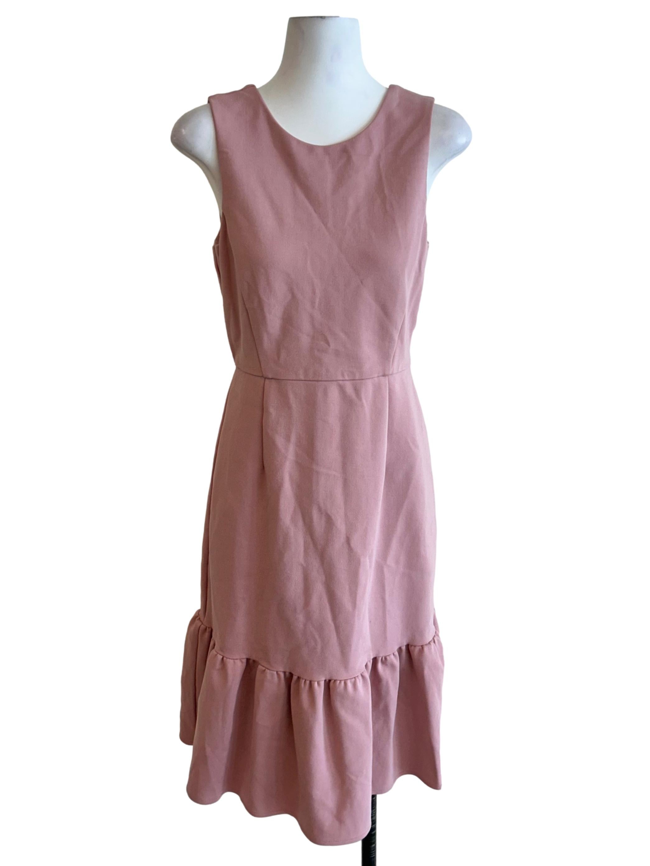 Mauve Pink Ruffle-Hem Sleeveless Midi Dress