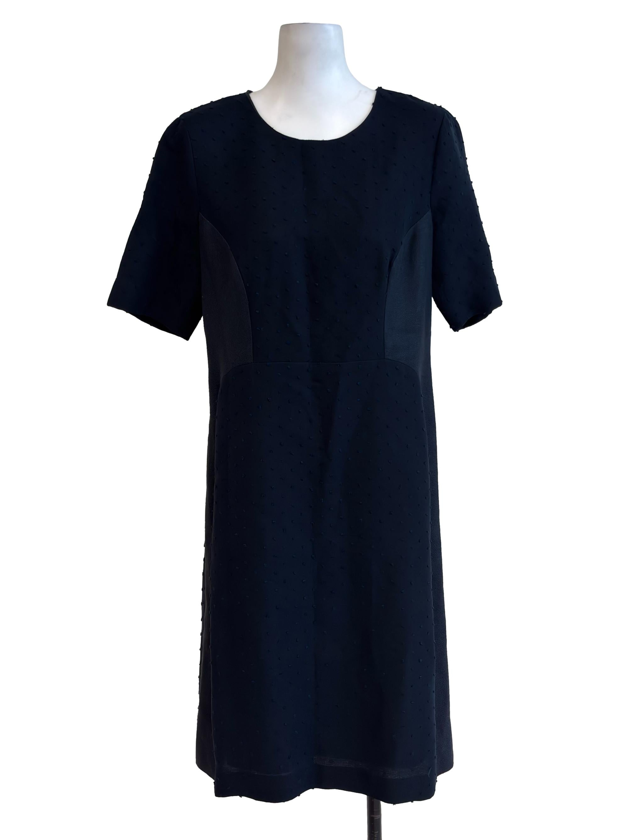 Navy Blue Dots Detail Midi Dress