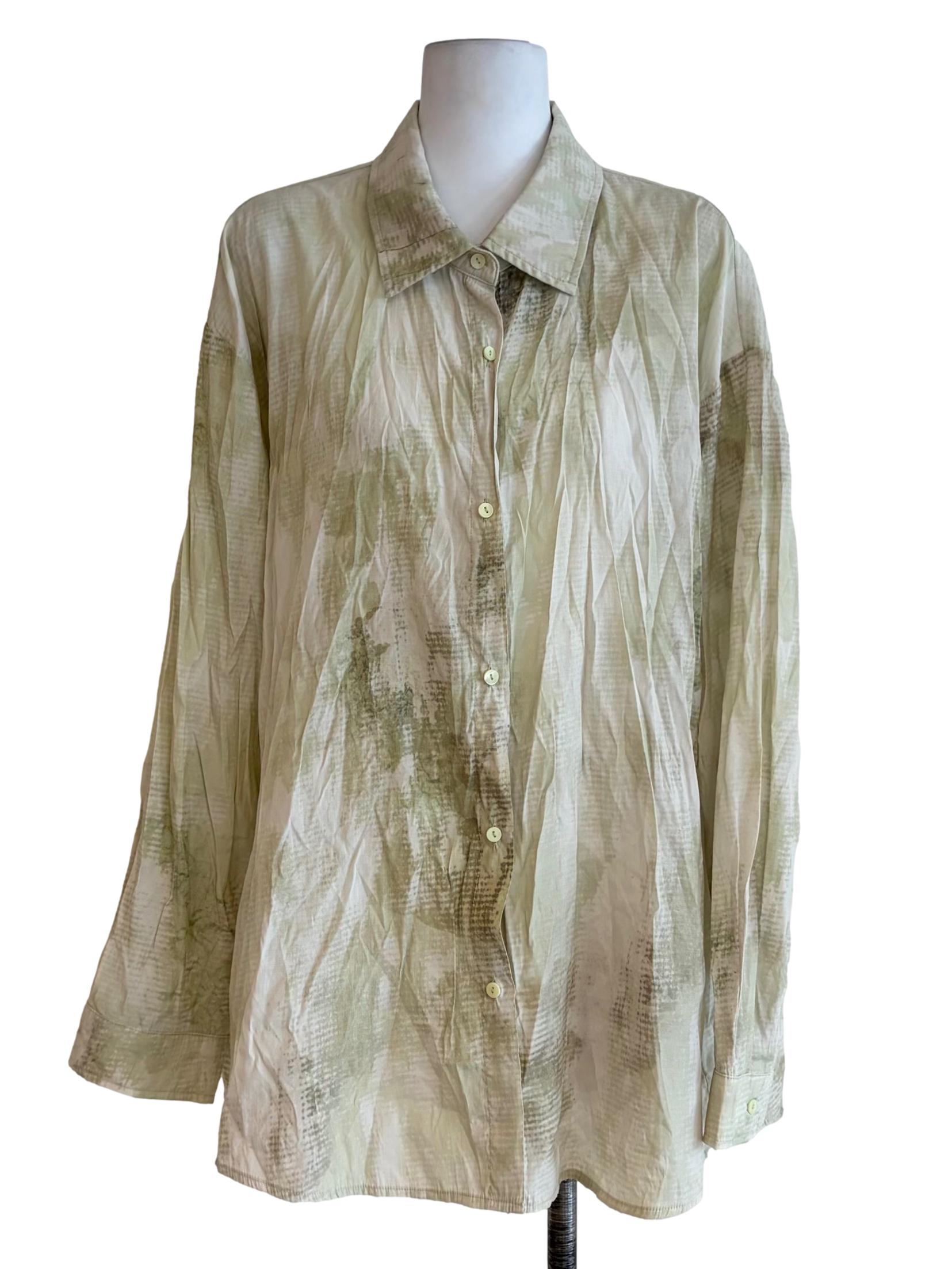 Sage Green Textured Button Down Top
