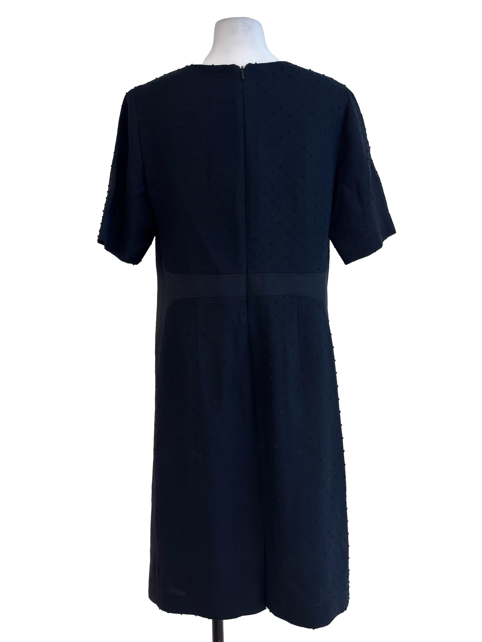 Navy Blue Dots Detail Midi Dress