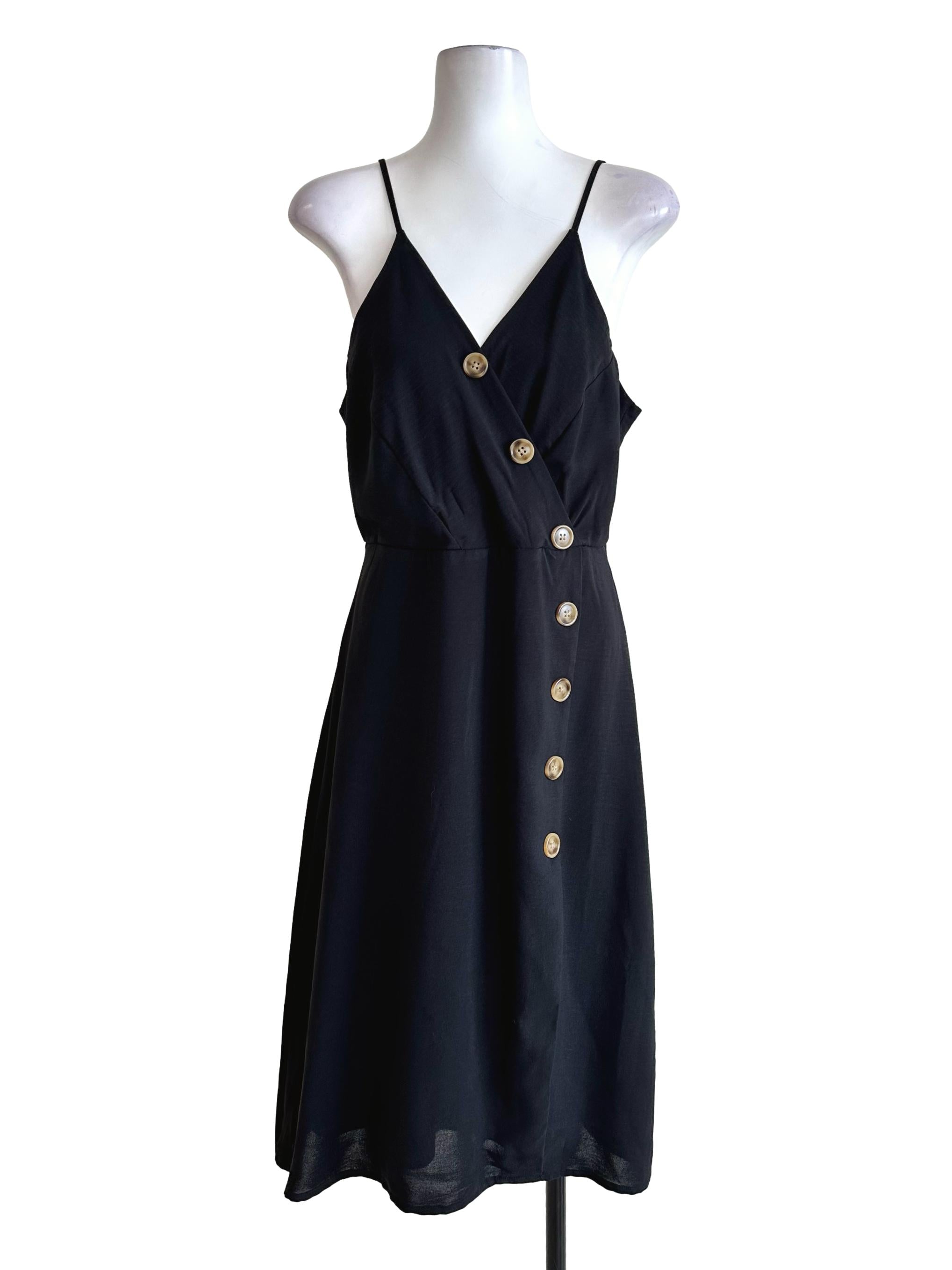 Black Plain Sleeveless Midi Dress TTR
