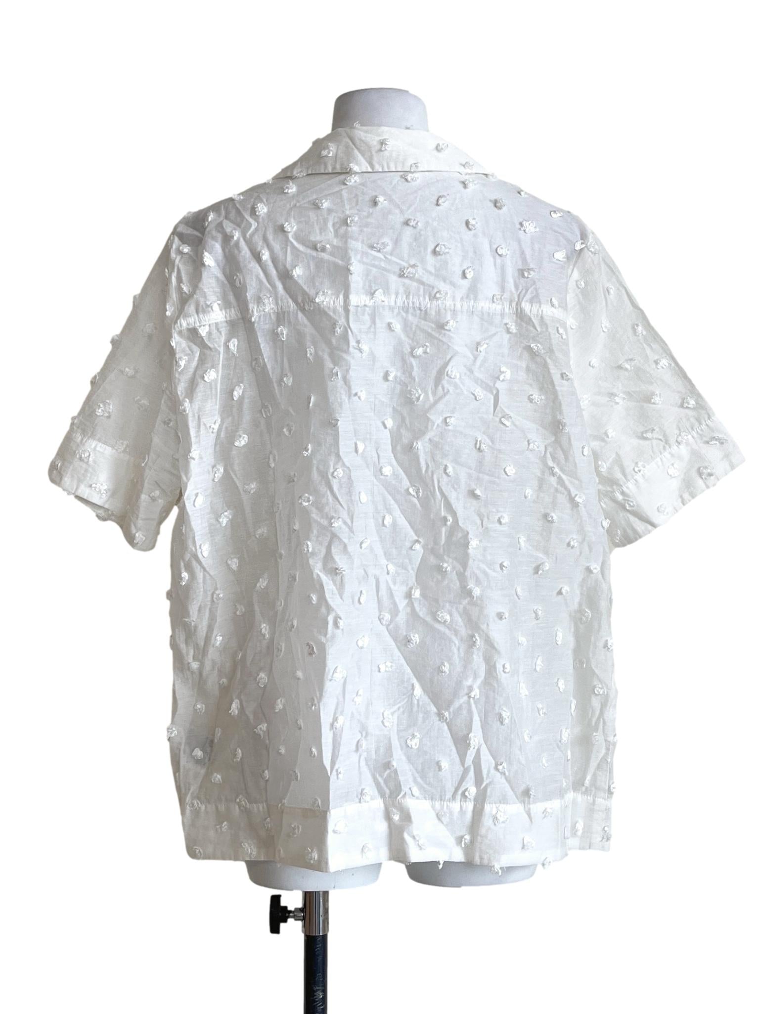 Daisy White Down Button Short Sleeve Top
