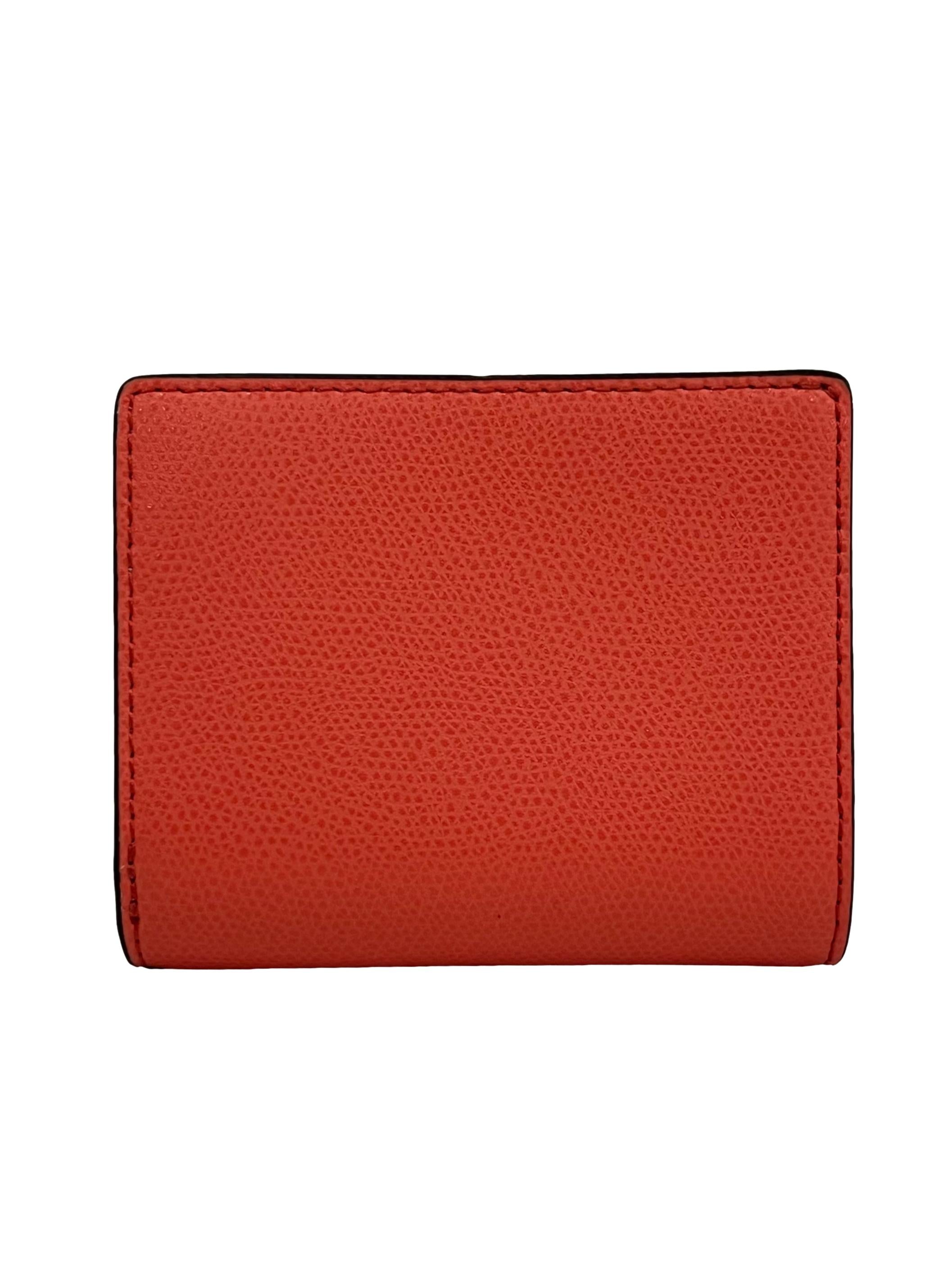 Orange Camelia Compact Leather Wallet