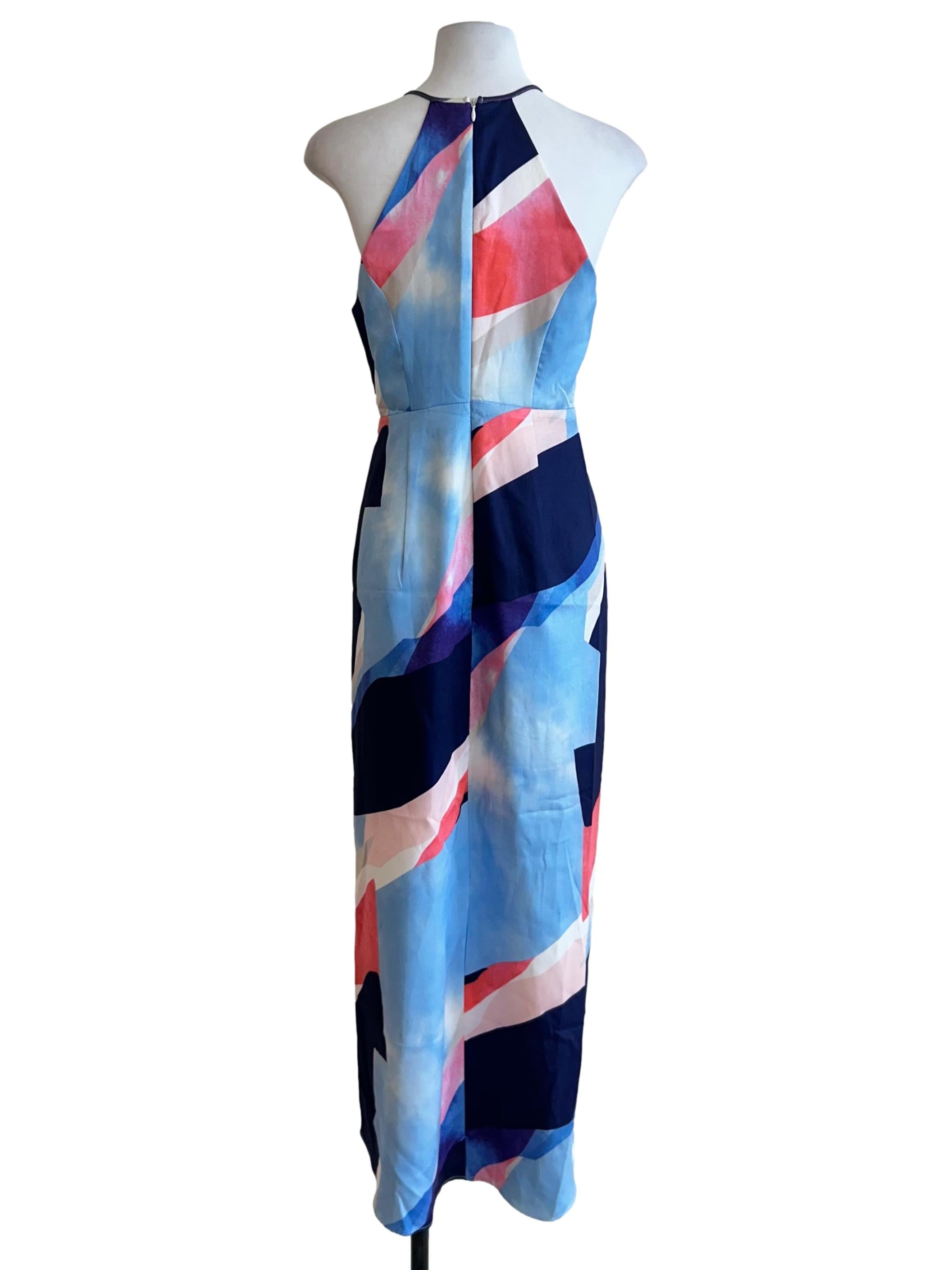 Multicolor Abstract Print Halter Dress