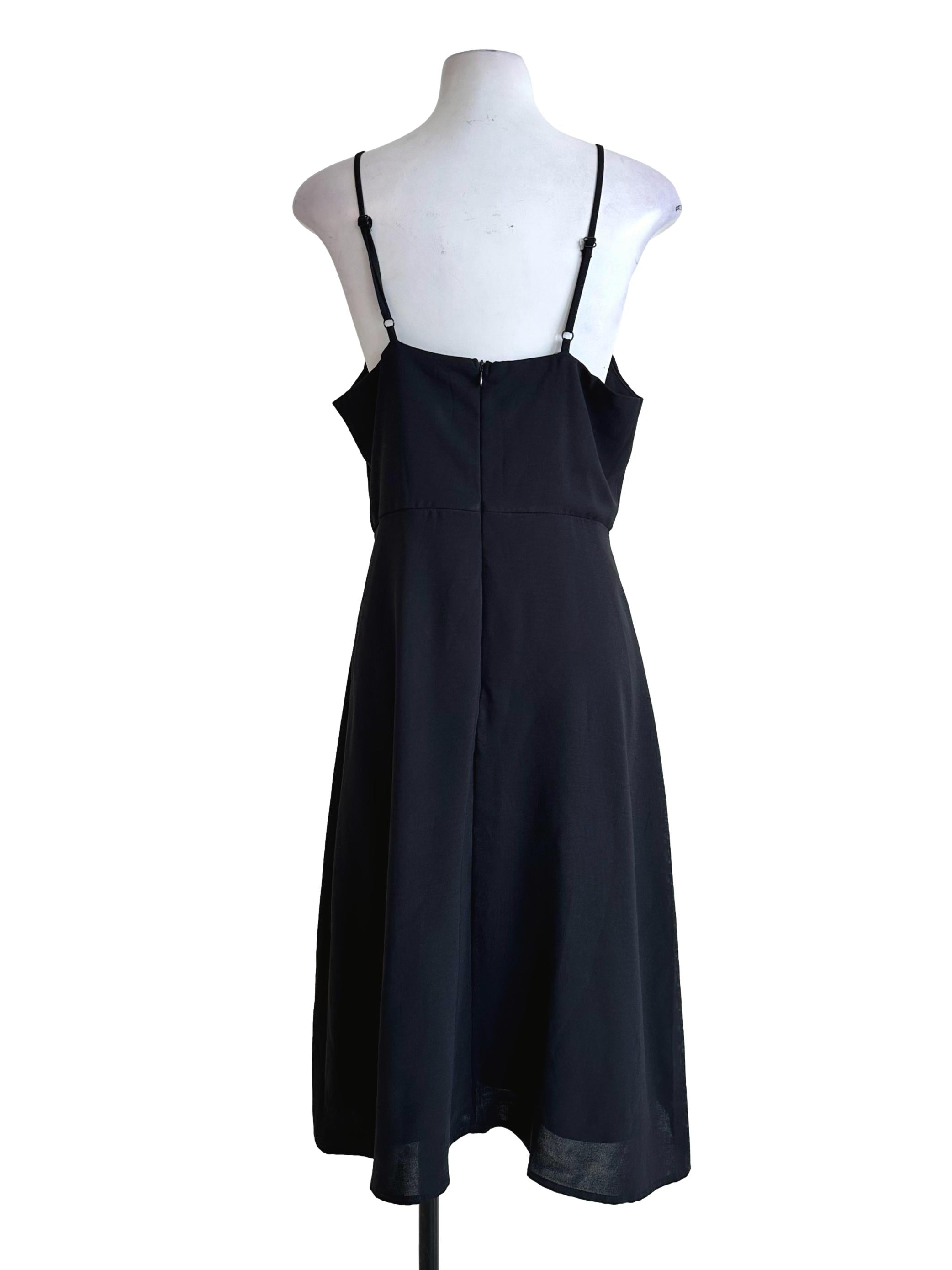 Black Plain Sleeveless Midi Dress TTR