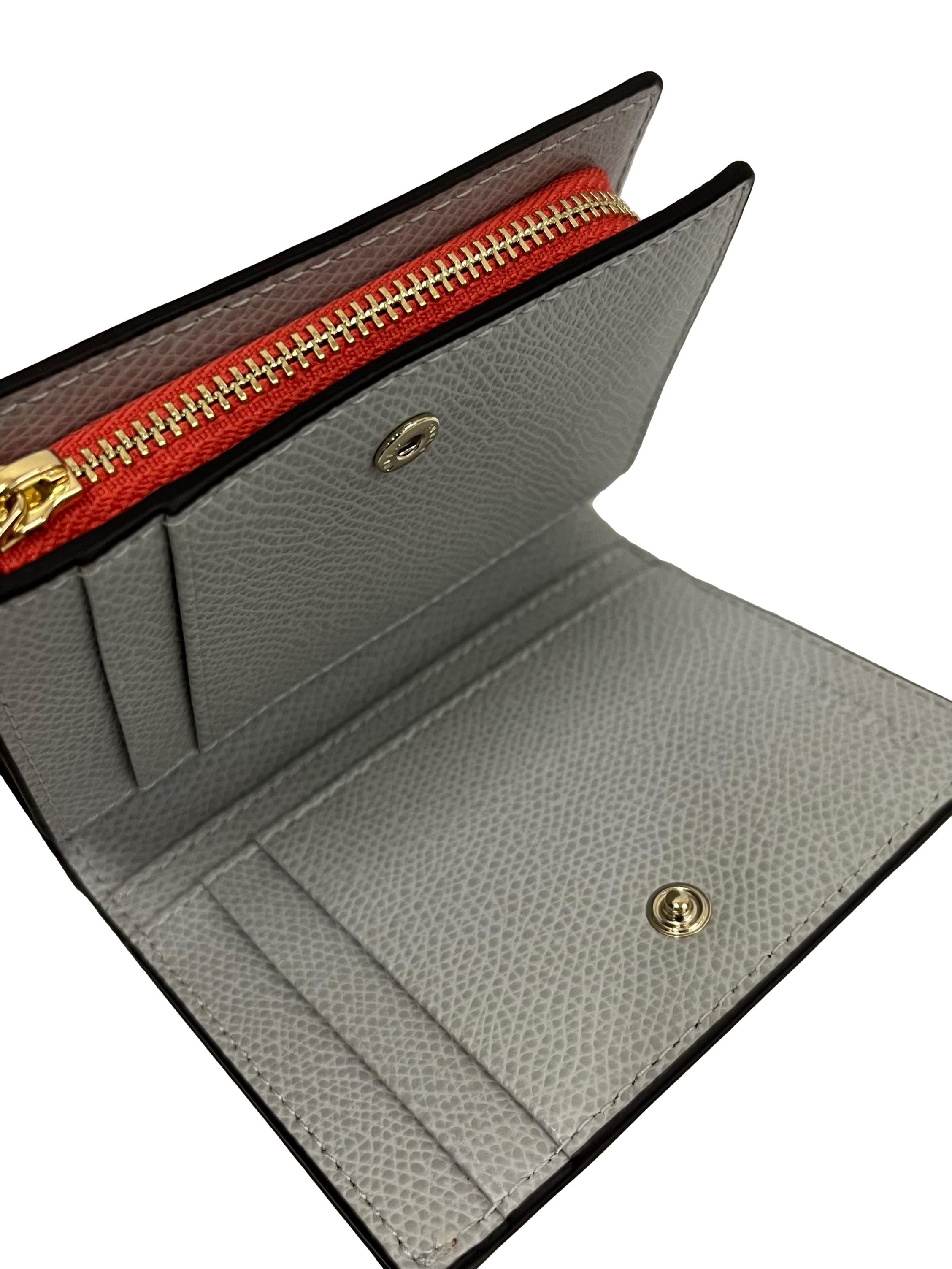 Orange Camelia Compact Leather Wallet