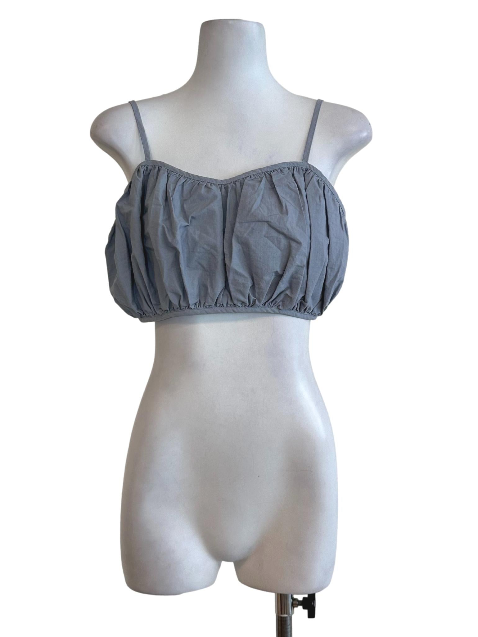 Slate Blue Plain Crop Top