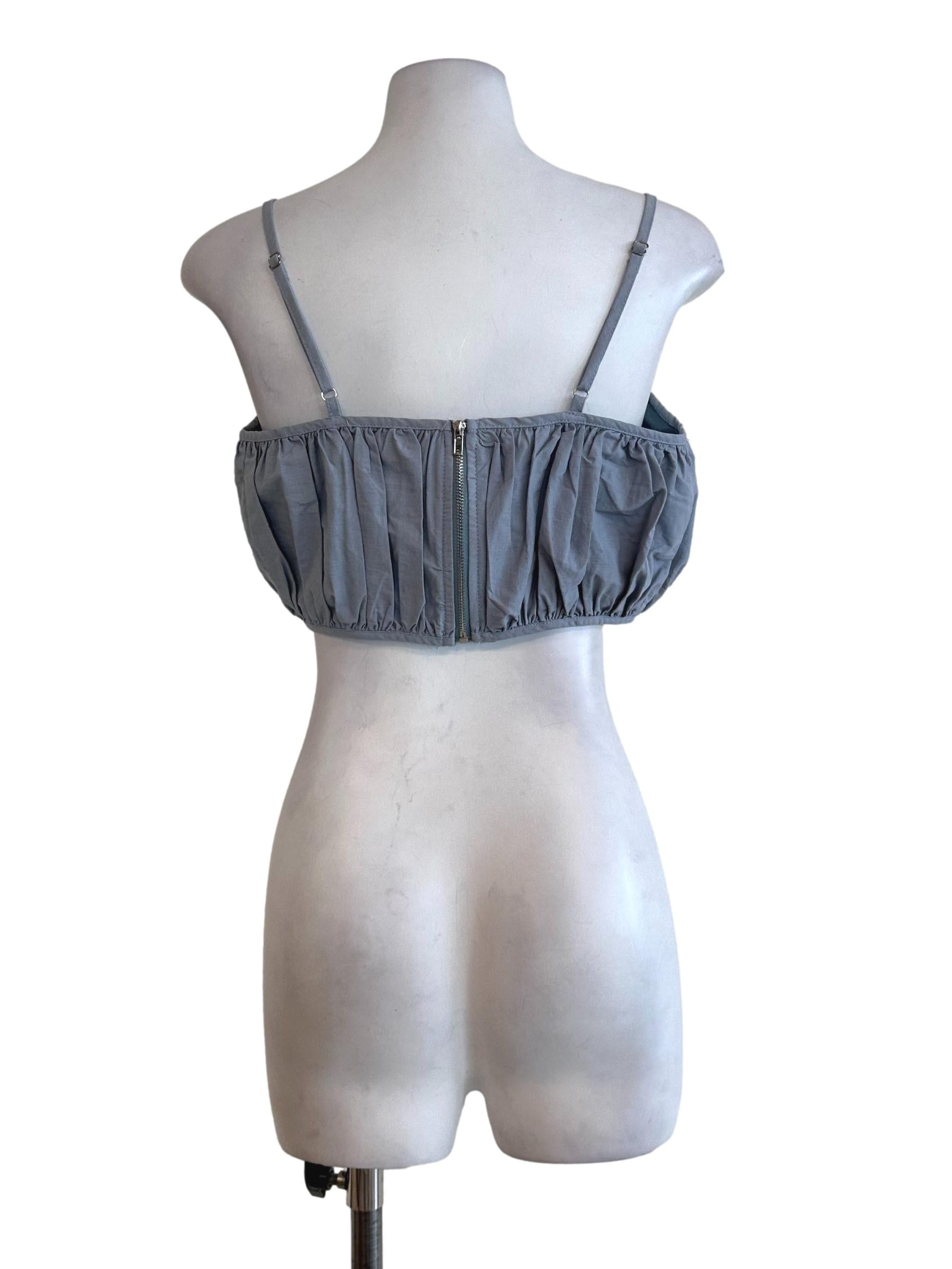Slate Blue Plain Crop Top