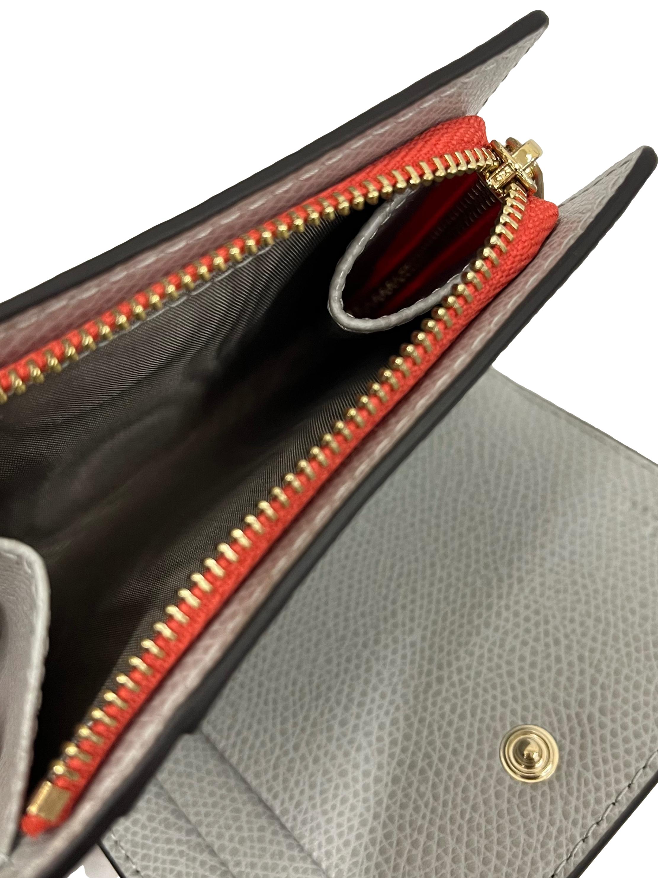 Orange Camelia Compact Leather Wallet