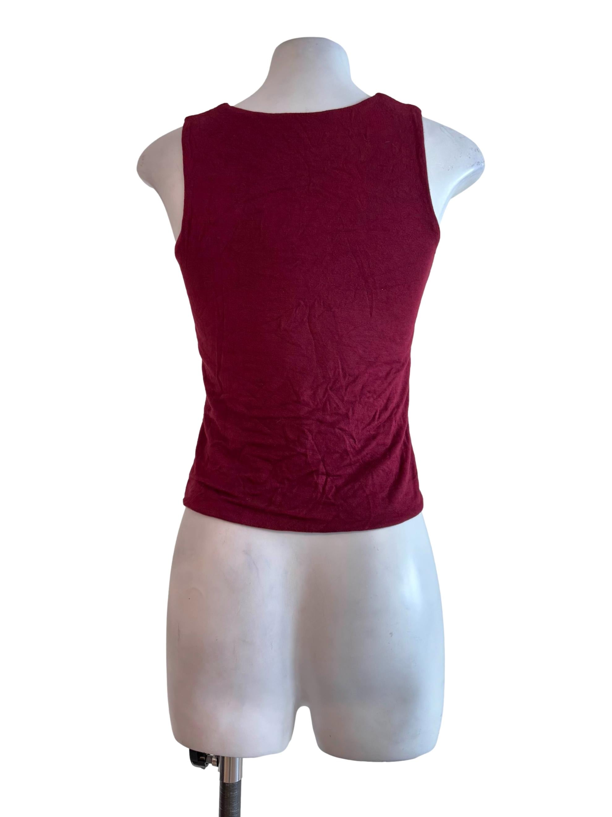 Maroon Jewel Neck Cut Shirt