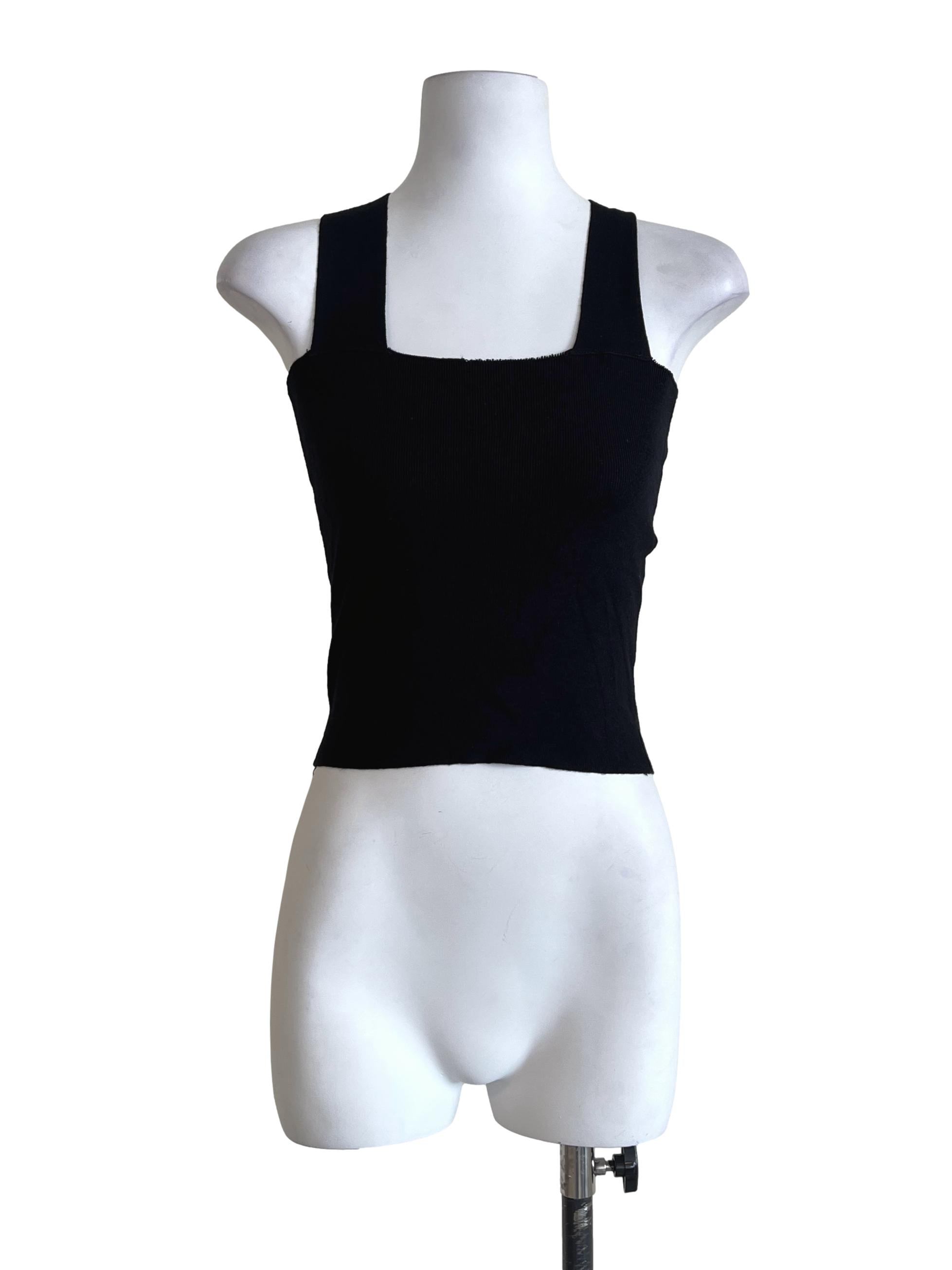 Ink Black Square Sleeveless Top