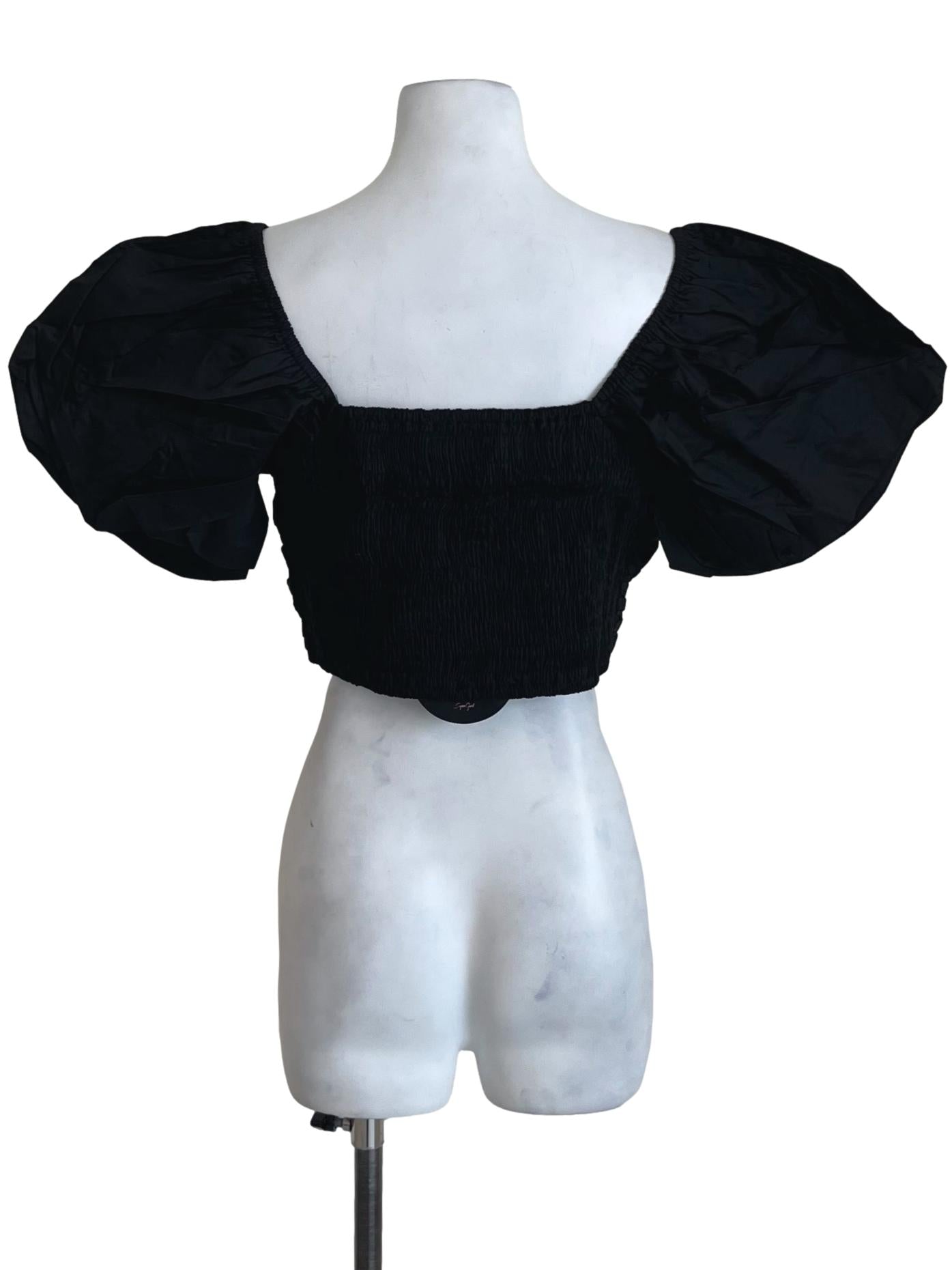 Black Square Neckline Blouse