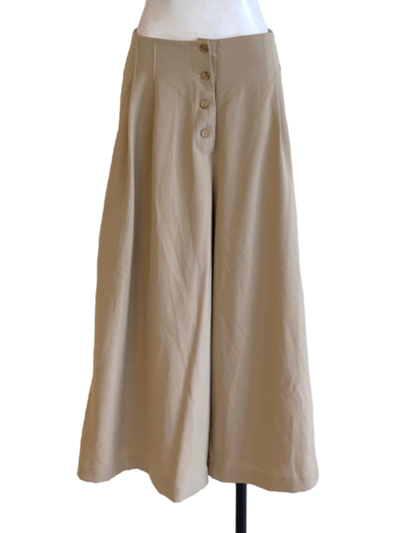 Light Cedar Brown Buttoned Down Wide Leg Loose Pants TWL