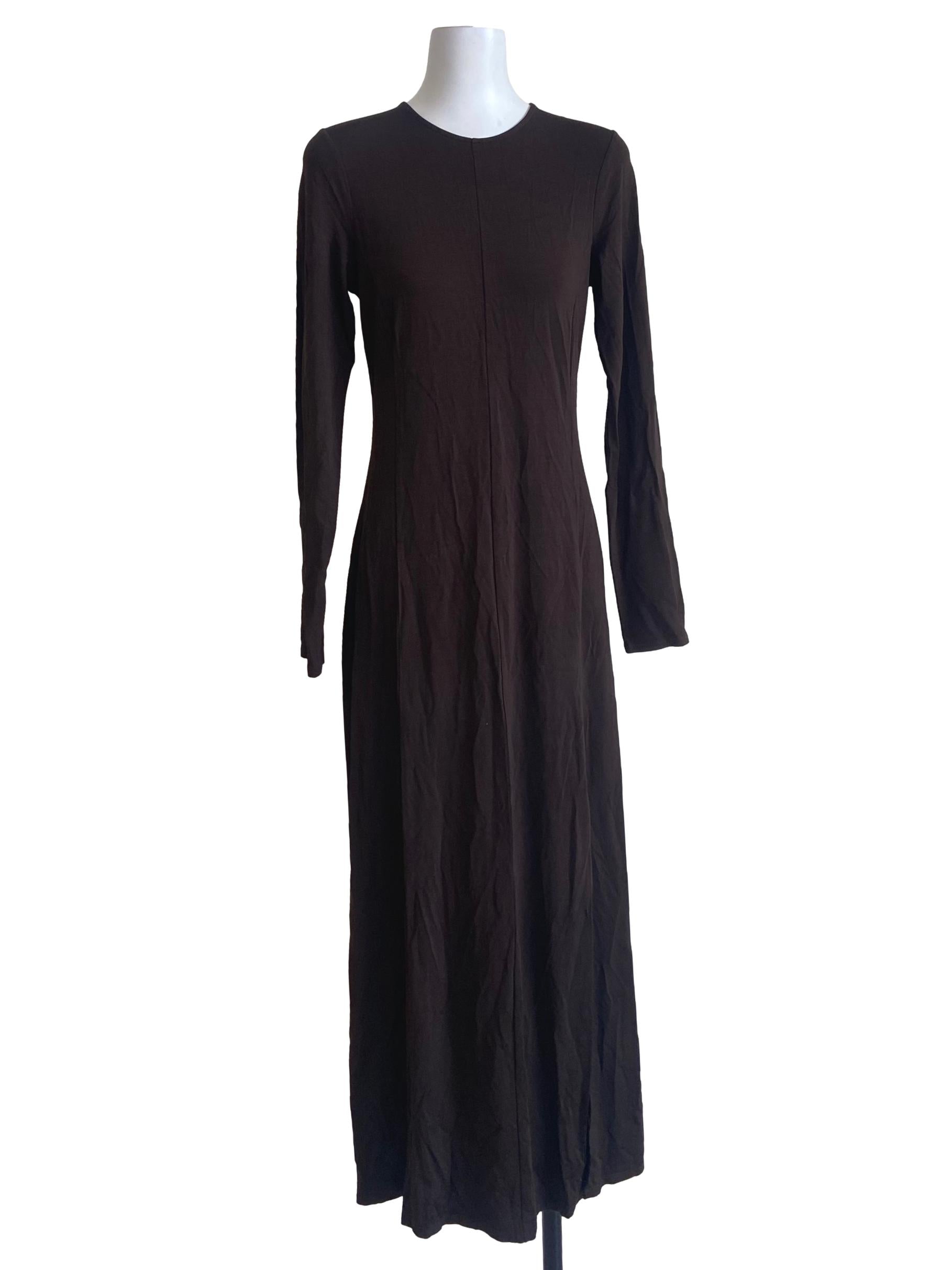 Brunette Brown Slit Empire Dress