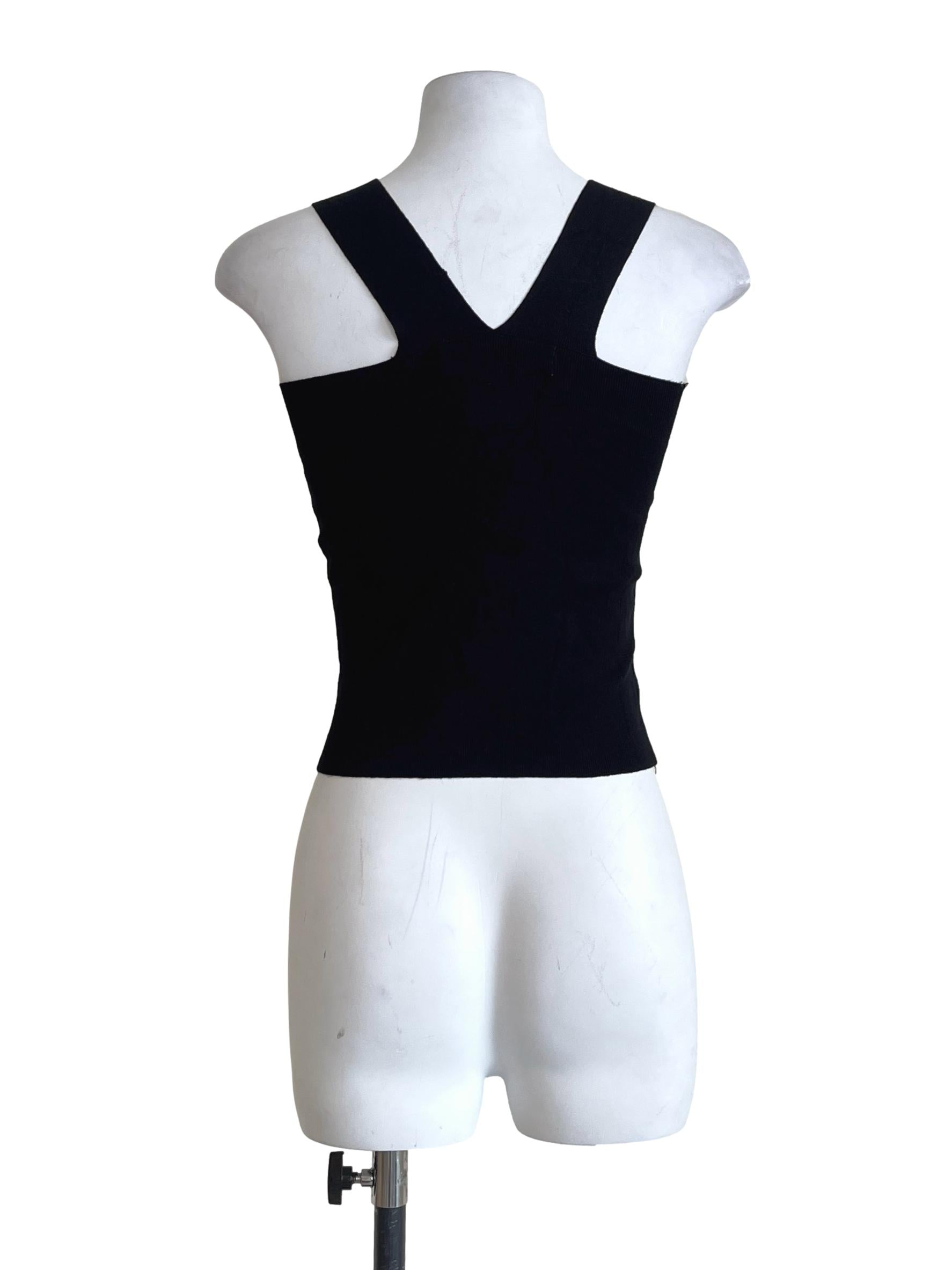 Ink Black Square Sleeveless Top