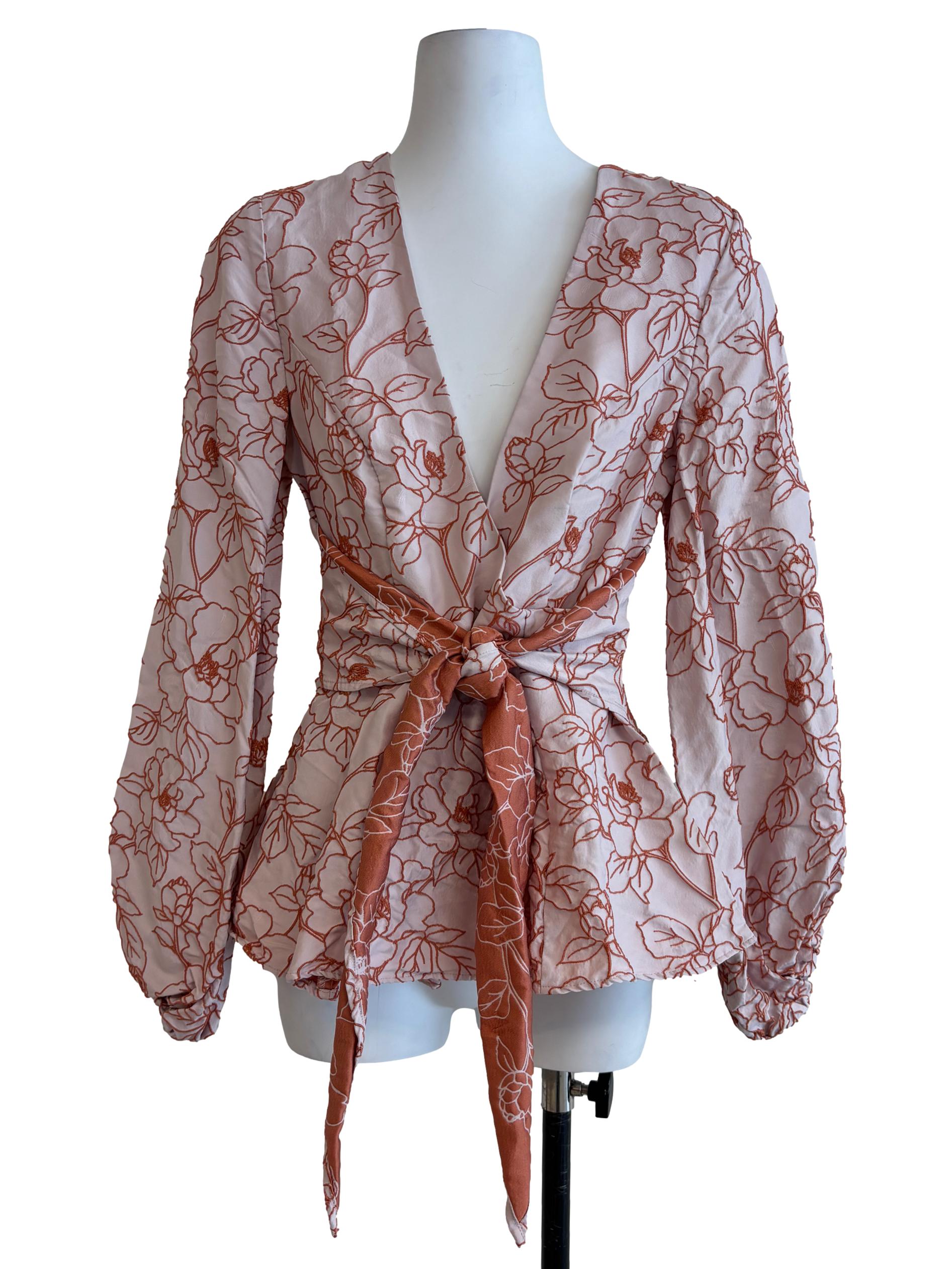 Baby Pink Coral Jacquard Blouse