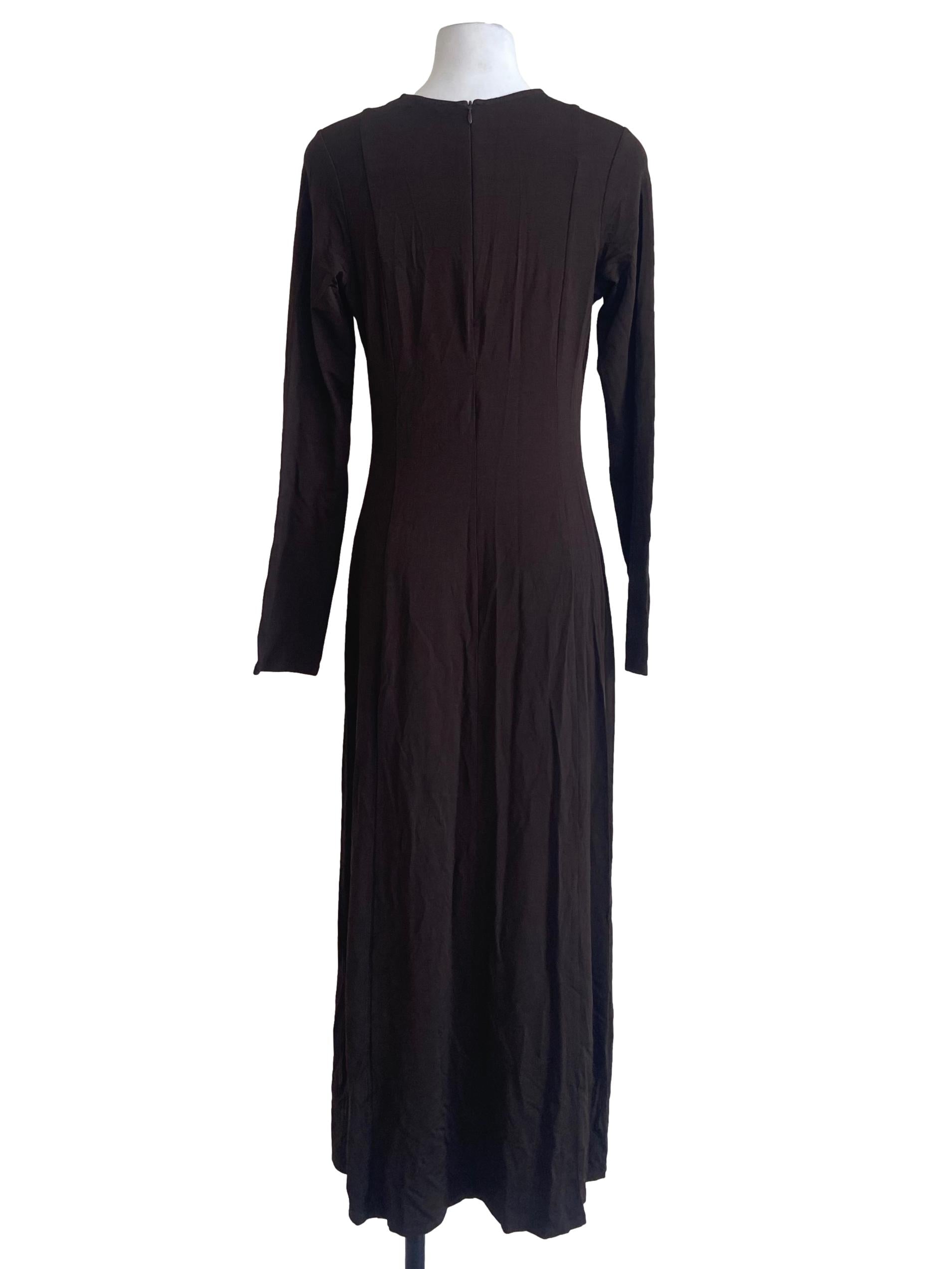 Brunette Brown Slit Empire Dress