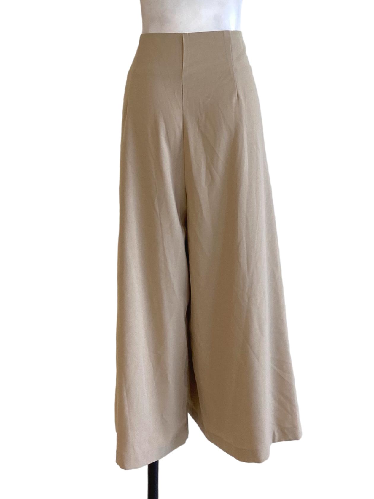 Light Cedar Brown Buttoned Down Wide Leg Loose Pants TWL