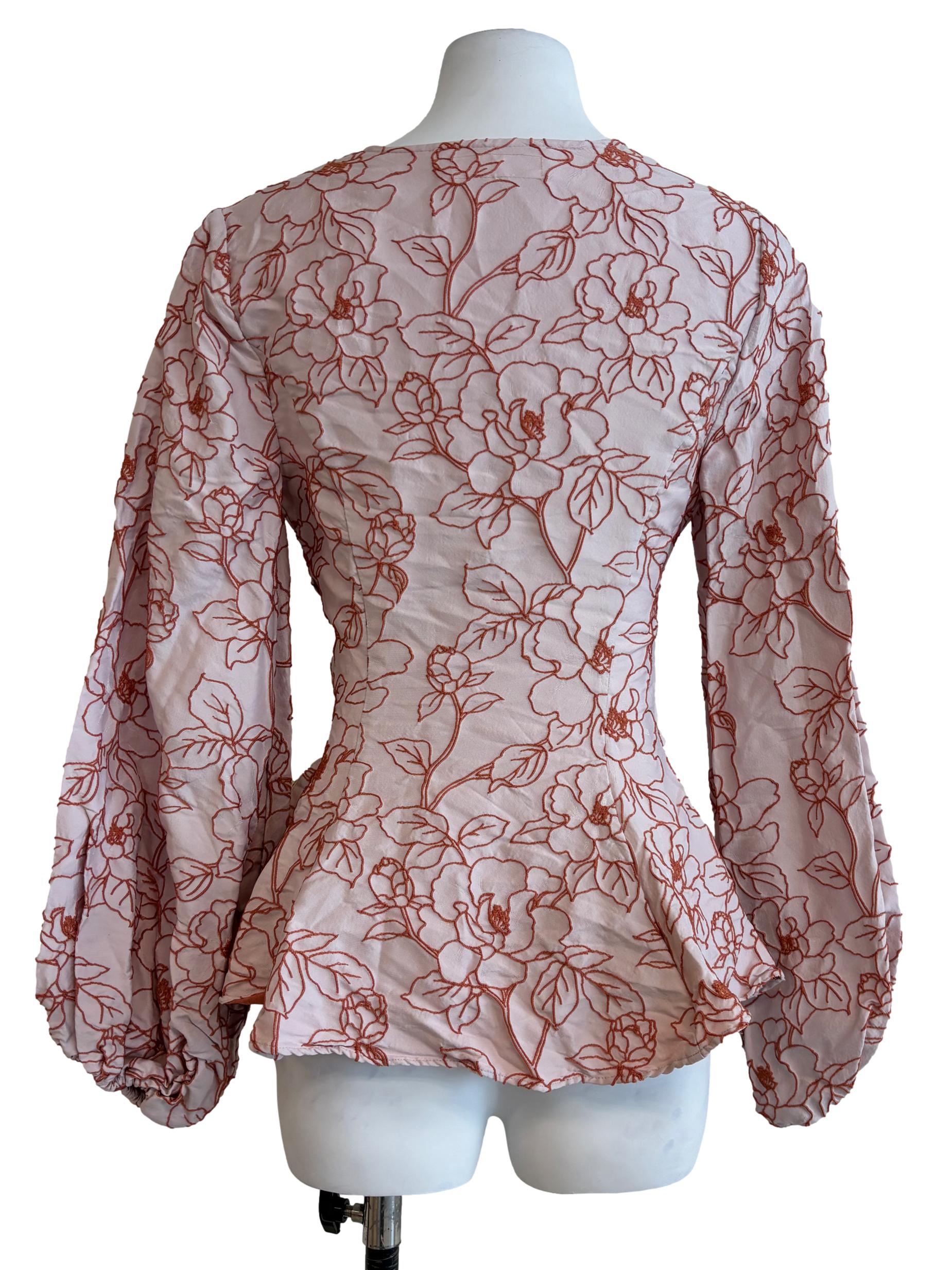 Baby Pink Coral Jacquard Blouse
