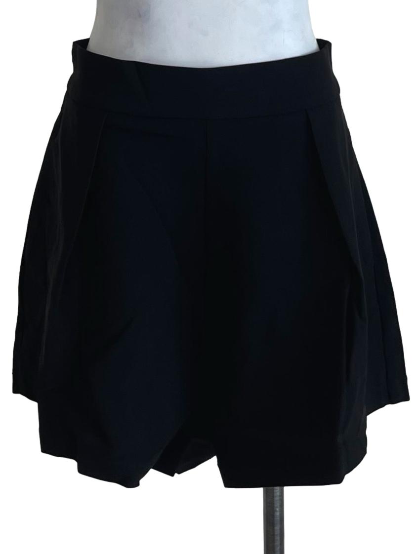 Black Plain High-Waisted Shorts