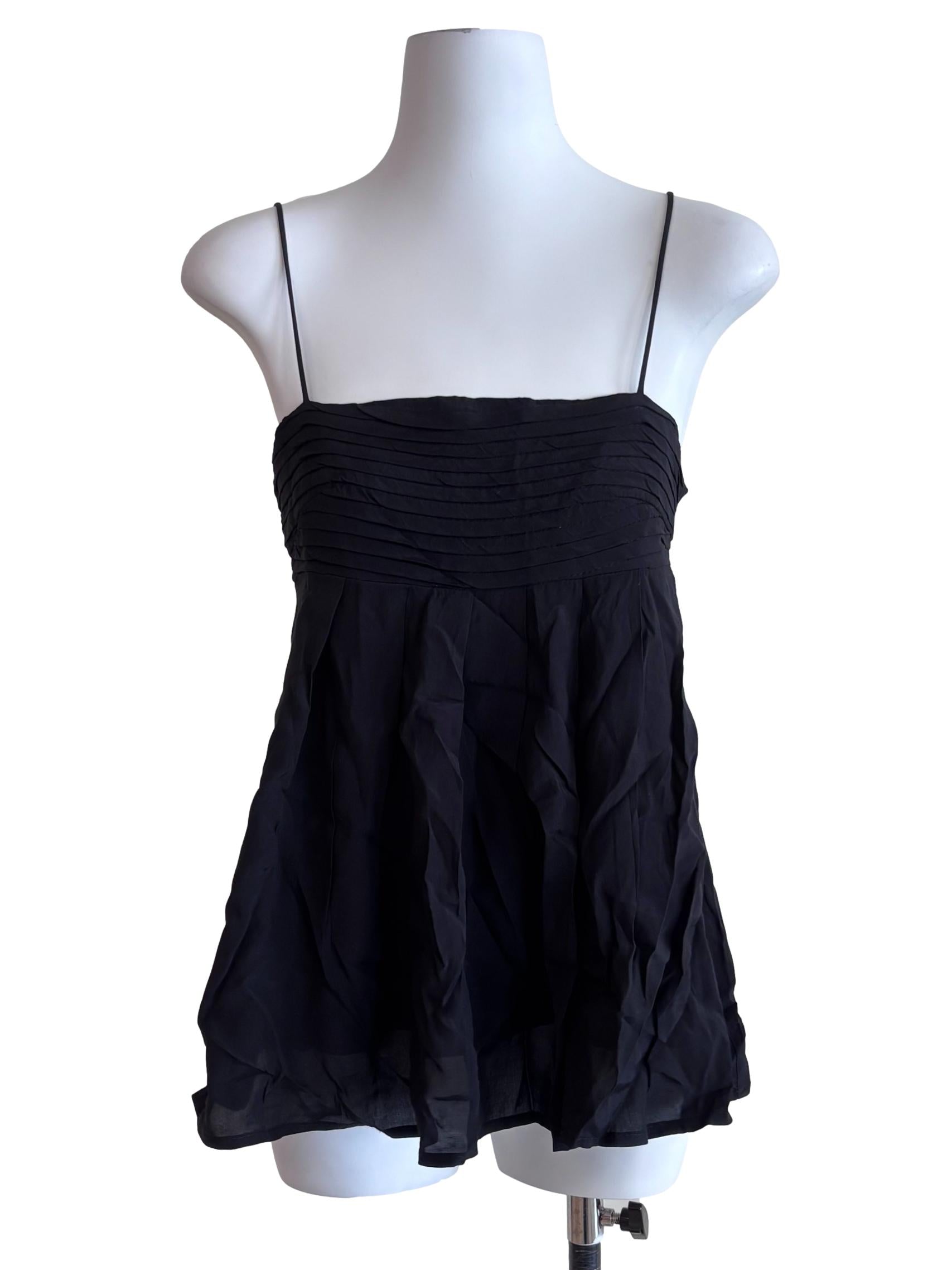 Black Half Pleats Cami Top