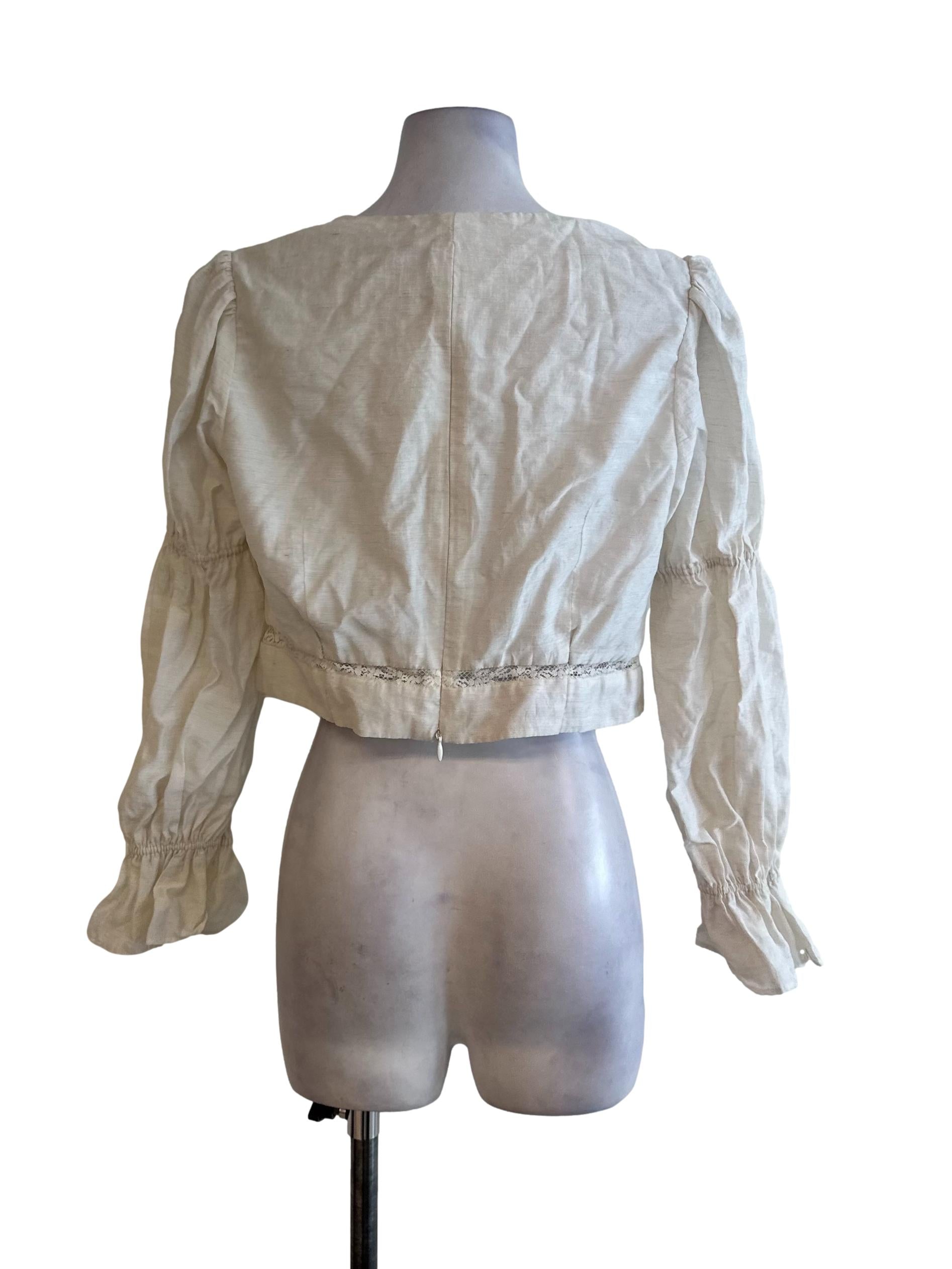 Oat Beige V Neck Long Sleeve Crop Top