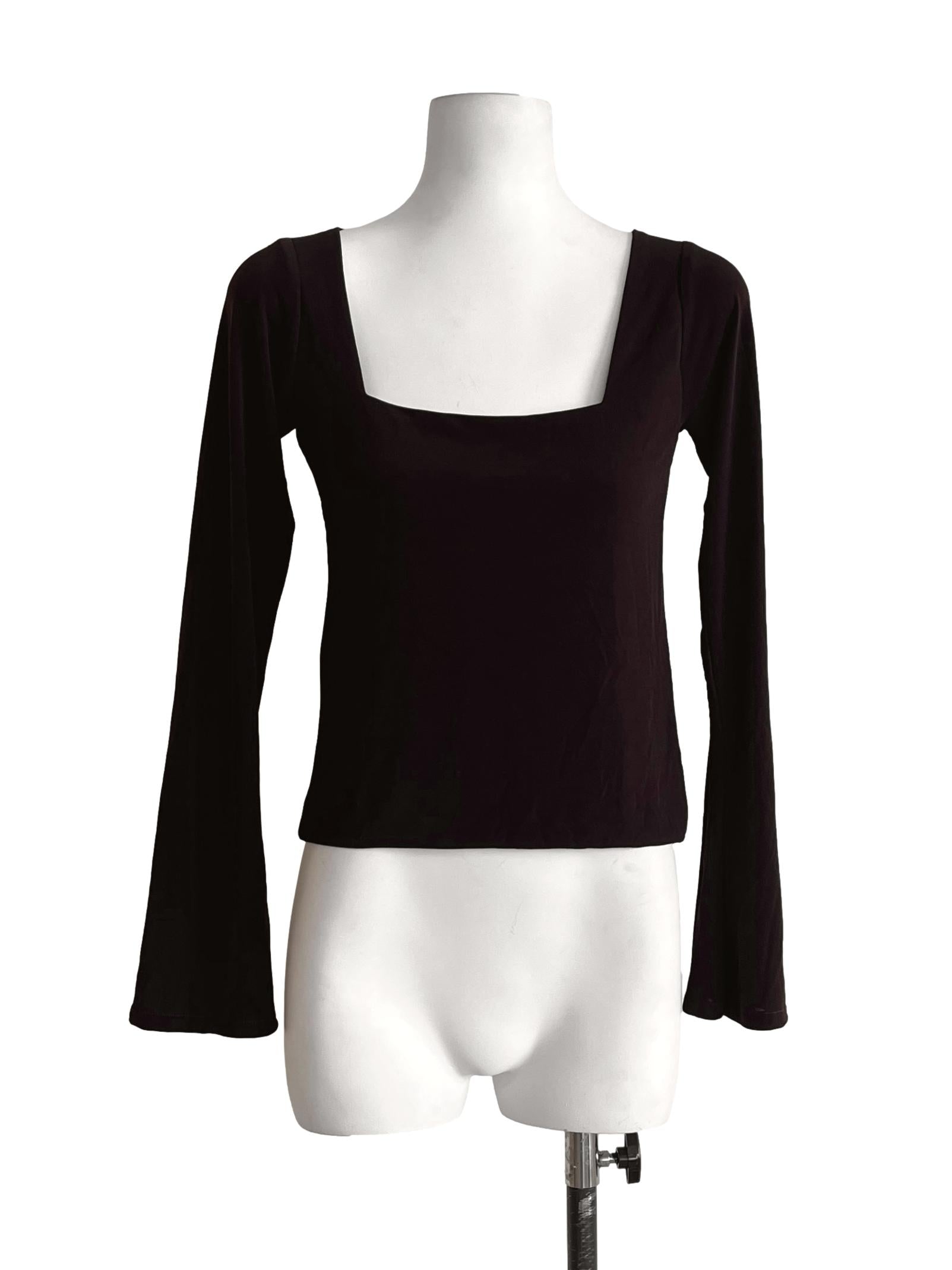 Chocolate Brown Square Long Sleeve Top