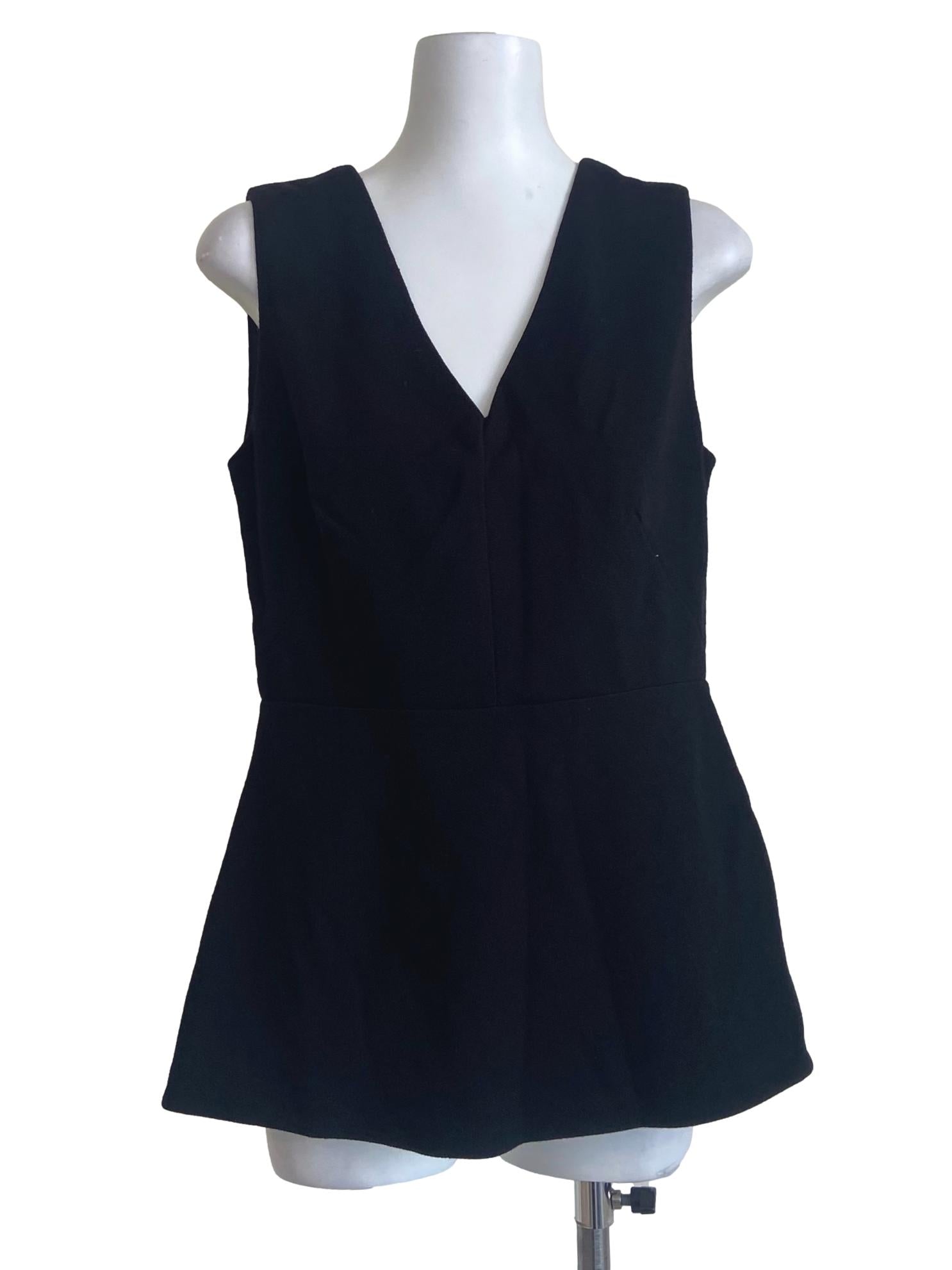 Black Sleeveless Twill Top