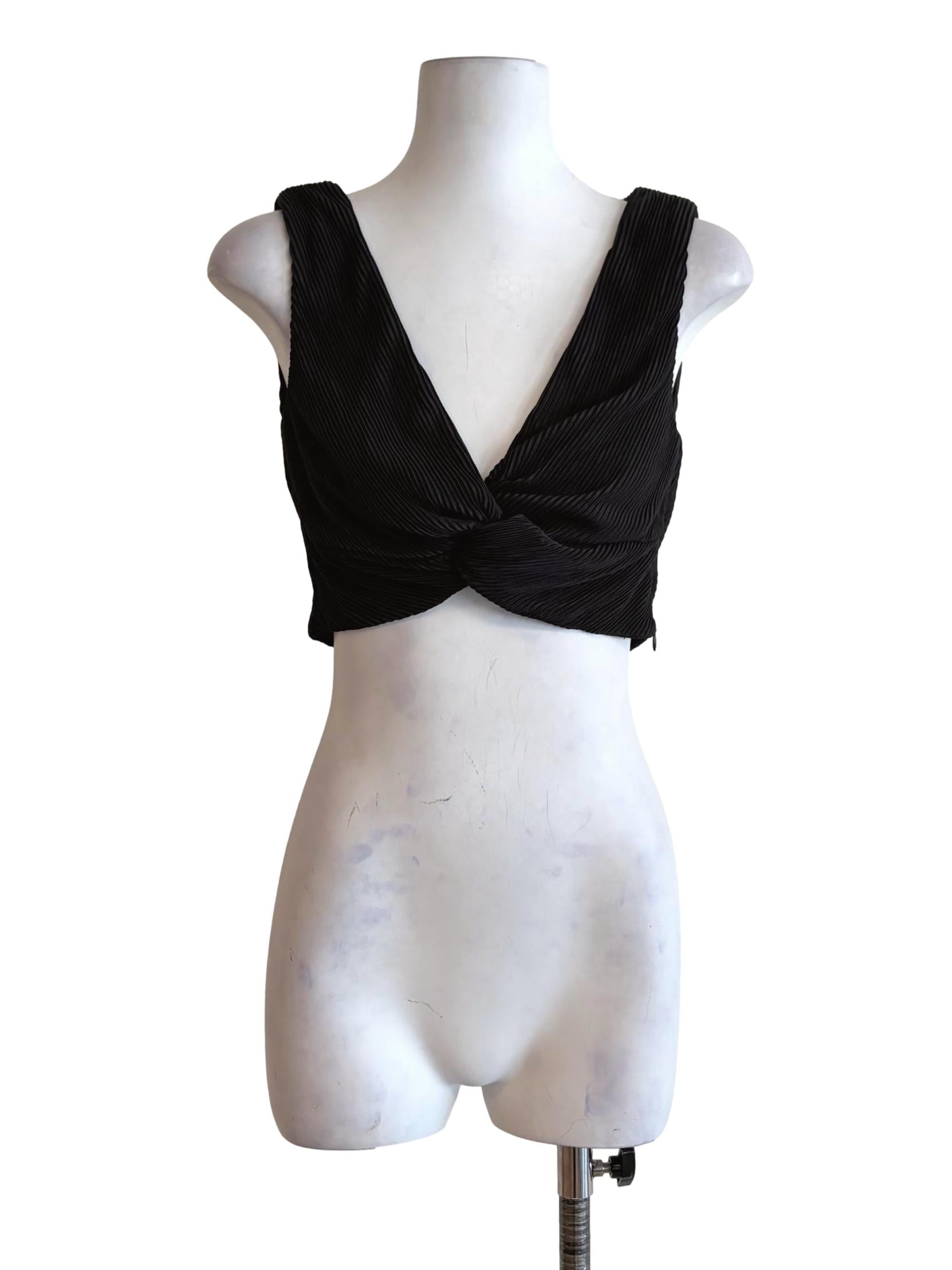 Jade Black Twist Front Crop Top