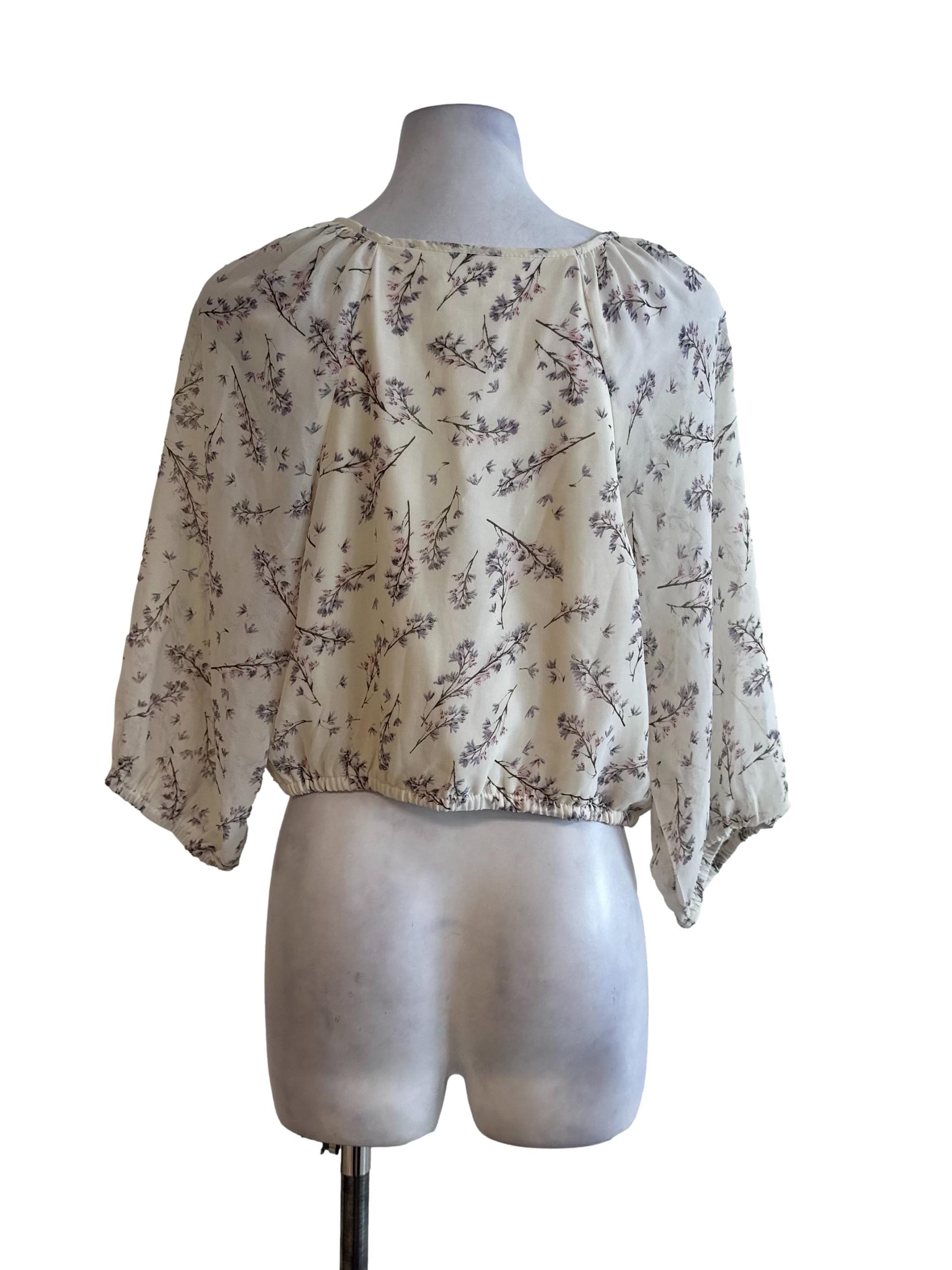 Light Beige Floral Chiffon Top