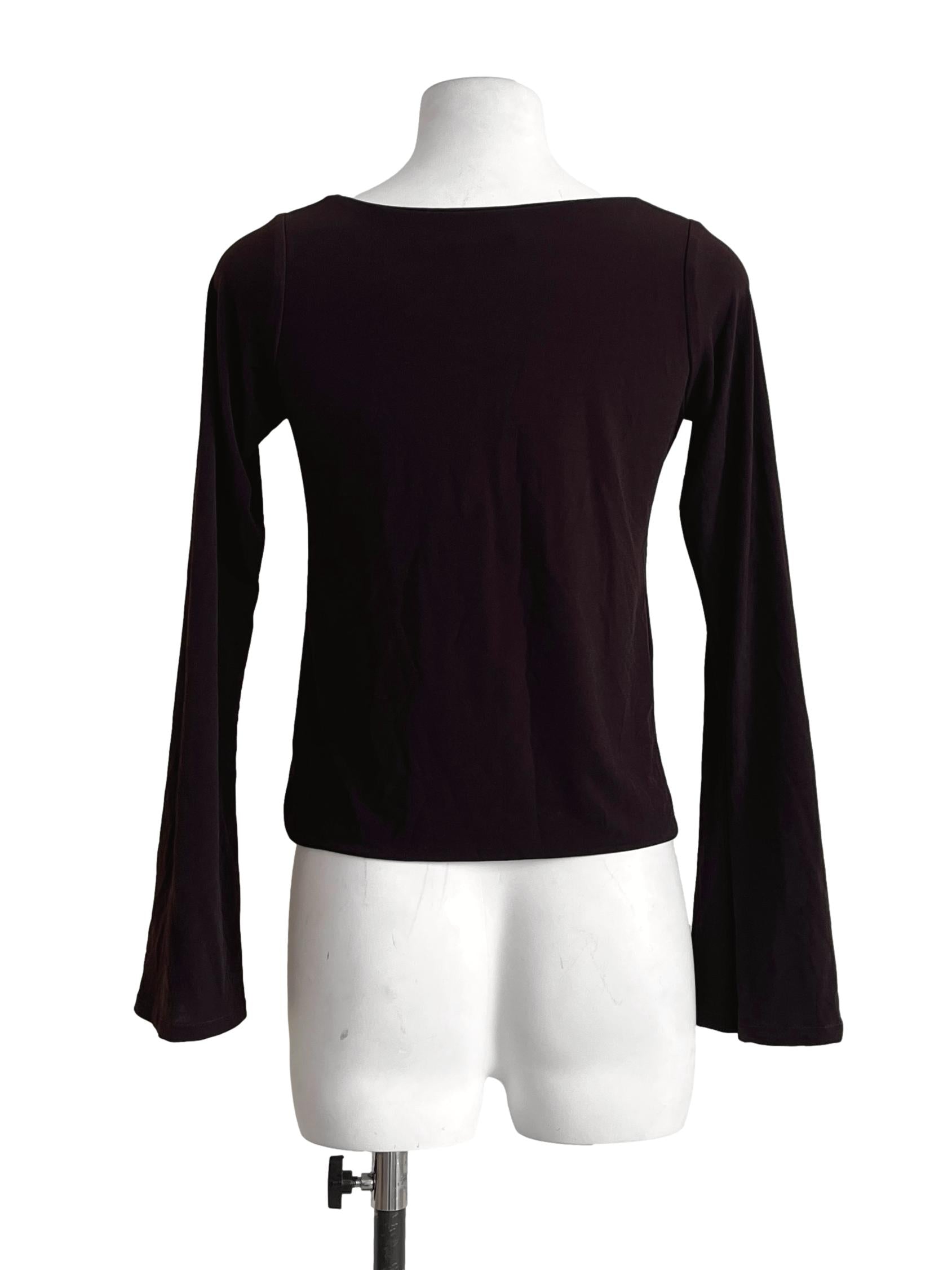 Chocolate Brown Square Long Sleeve Top