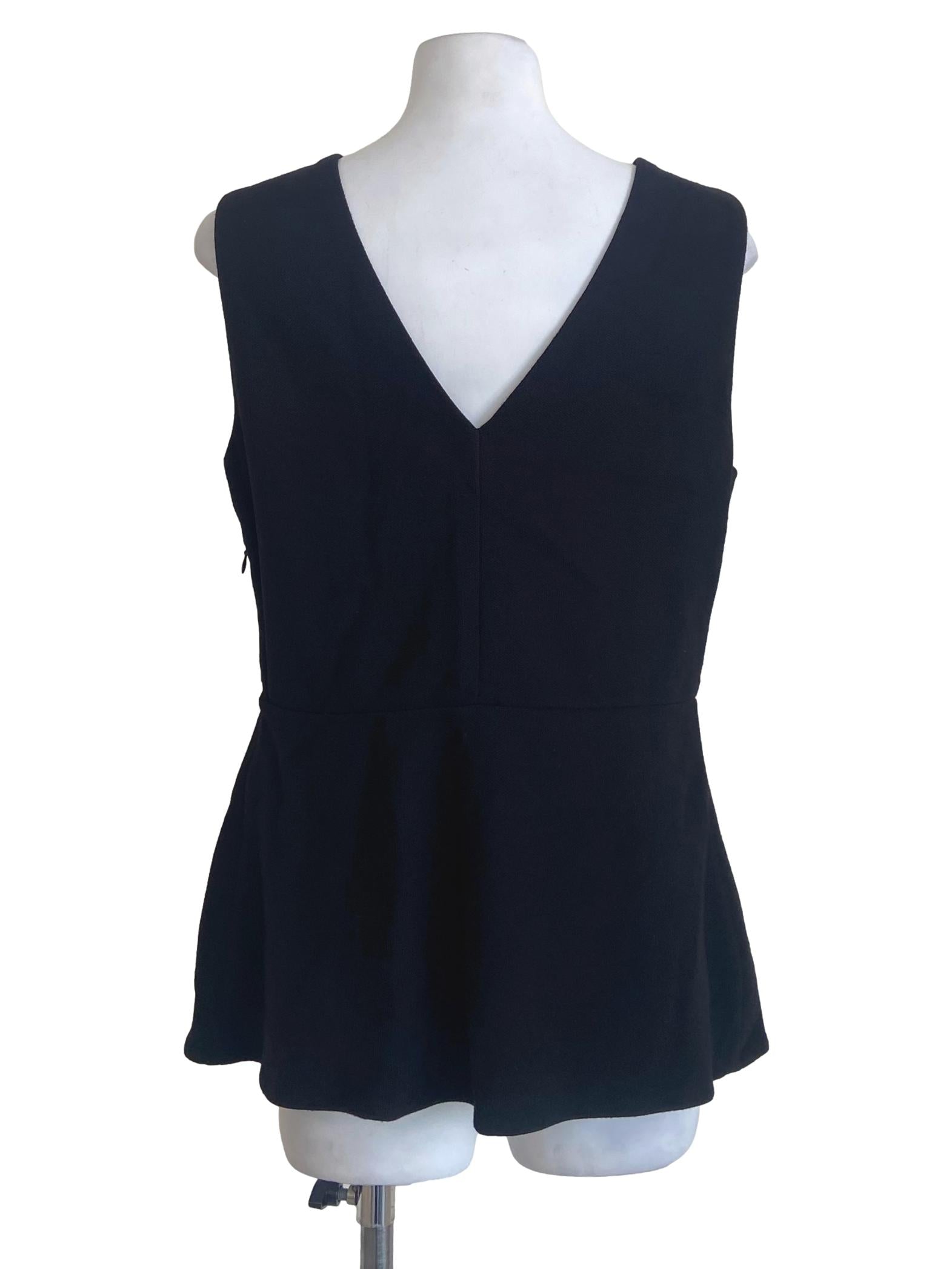 Black Sleeveless Twill Top