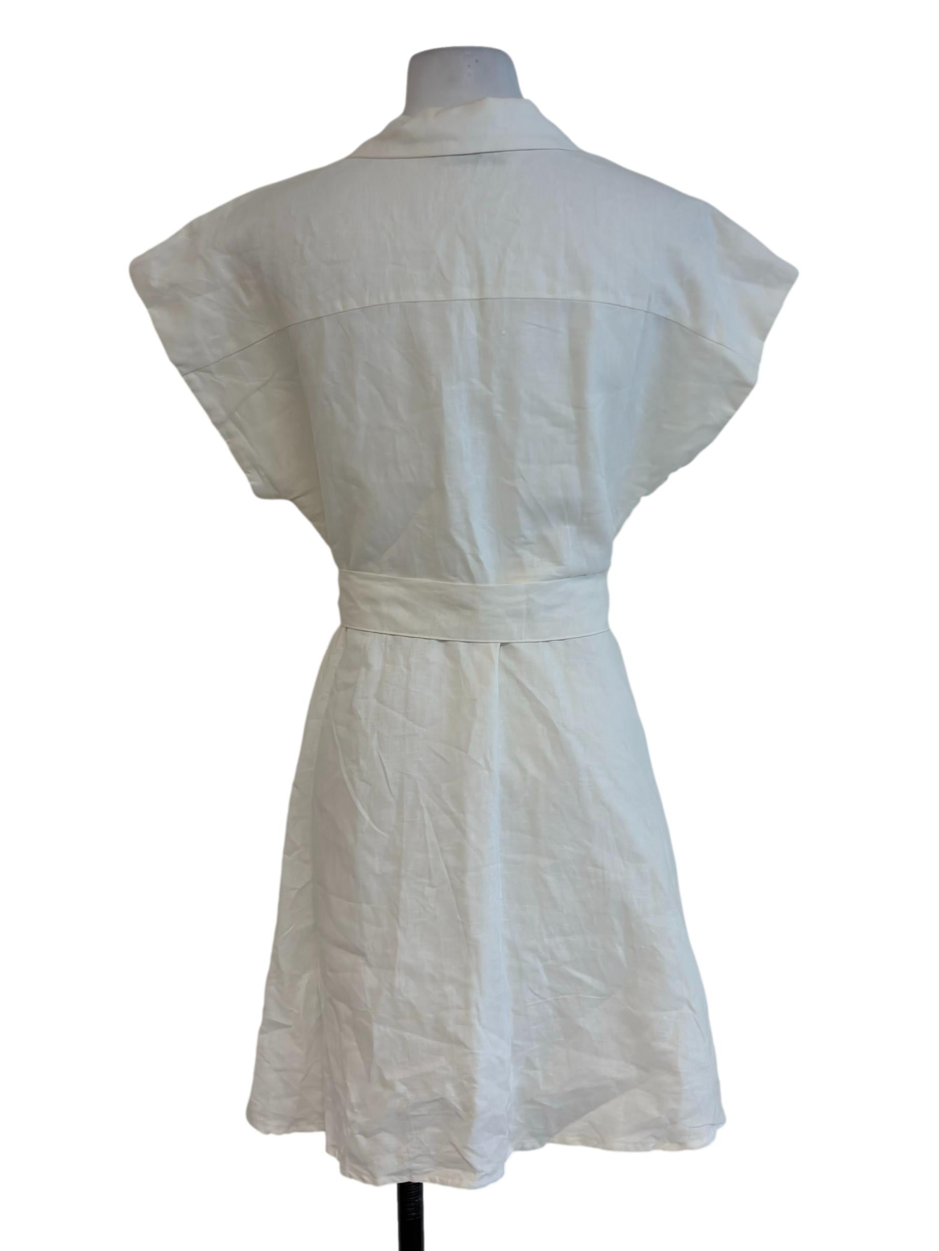 Off White Button Front Collared Dress