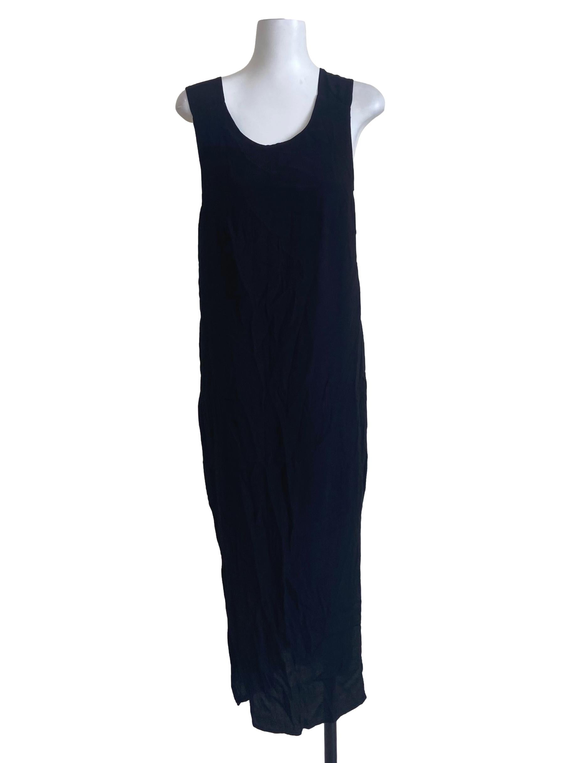Black Sleeveless Slit Shift Dress