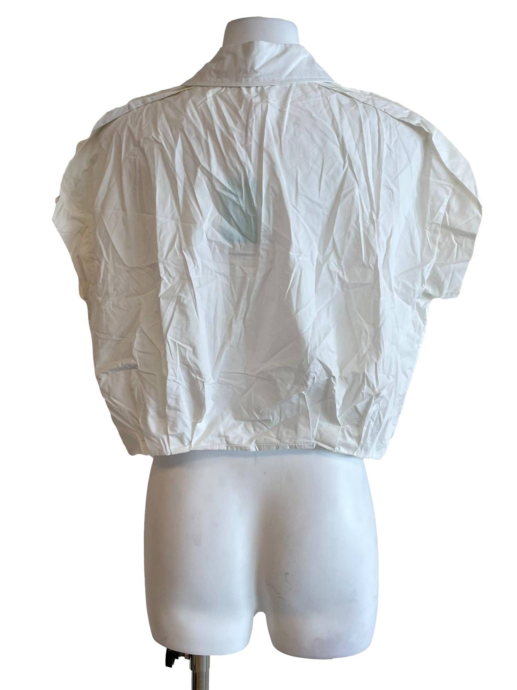 White Zip Up Collar Top