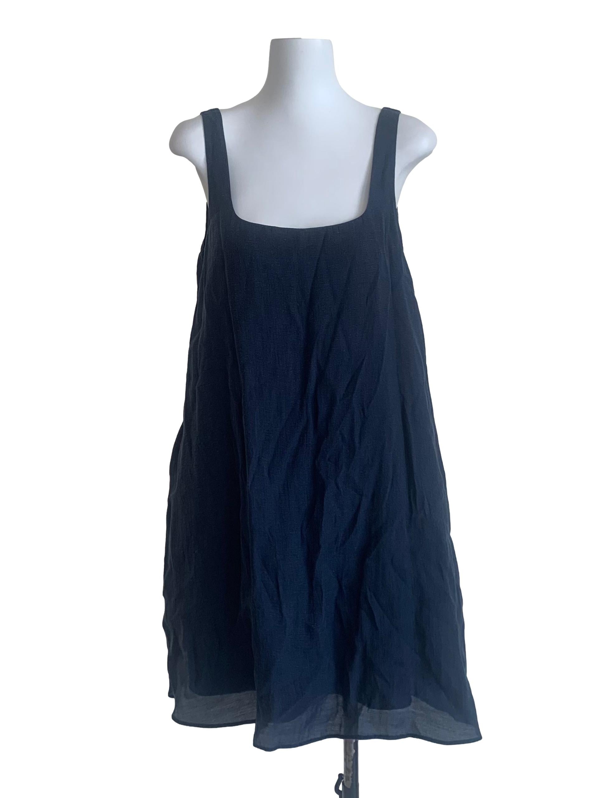 Navy Textured Mini Swing Dress OSN