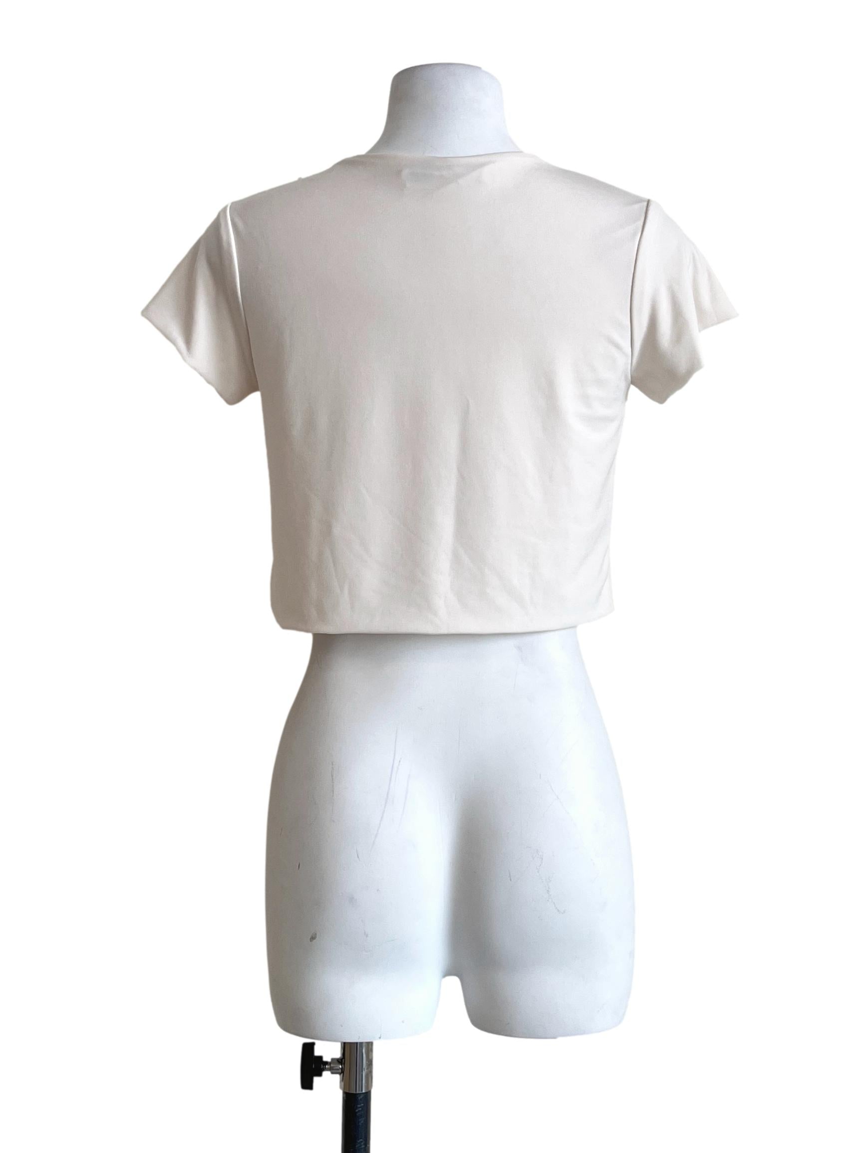 Cream White Halter Short Sleeve Top