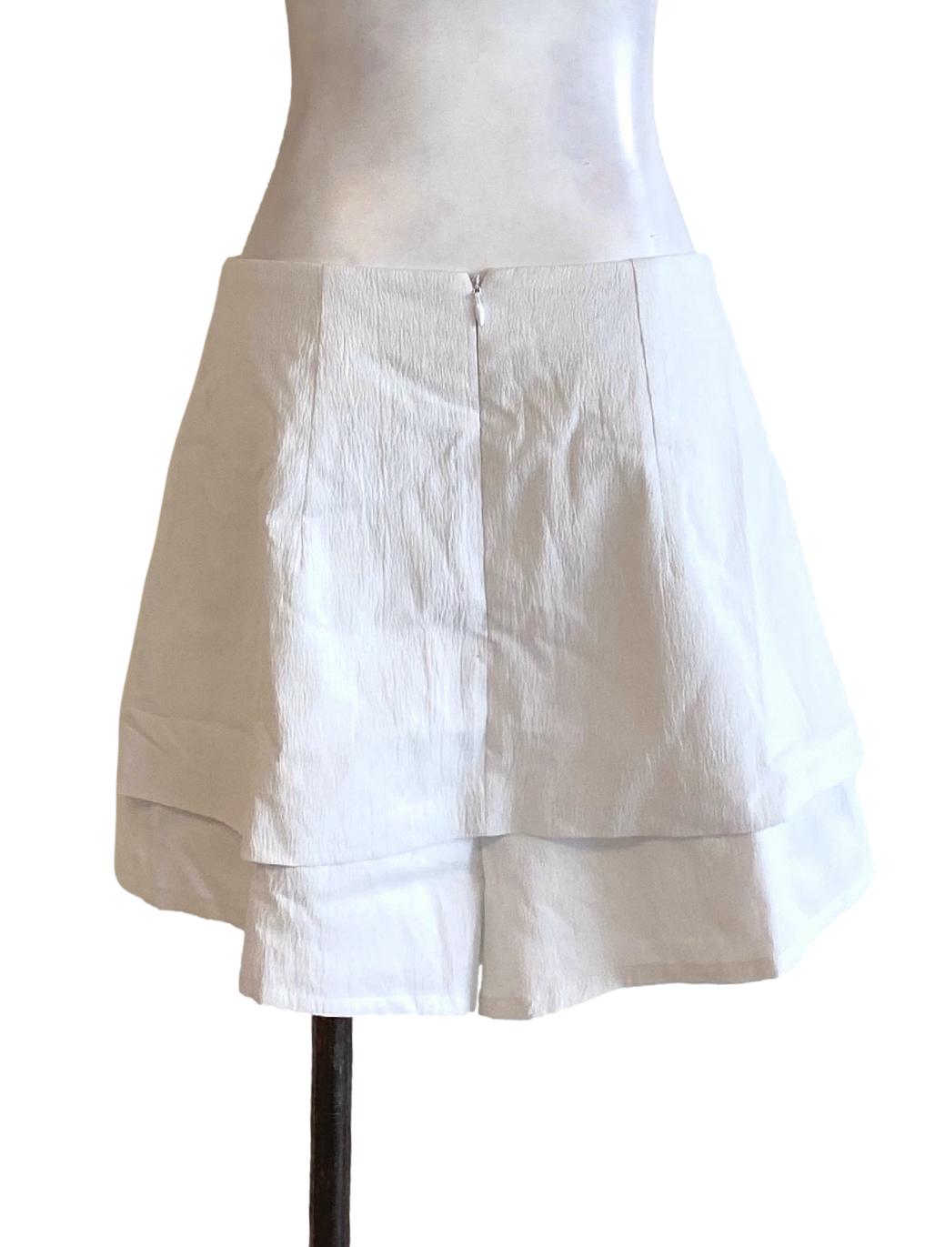 True White Sharkskin Zip Up Cape Mini Skort YHF